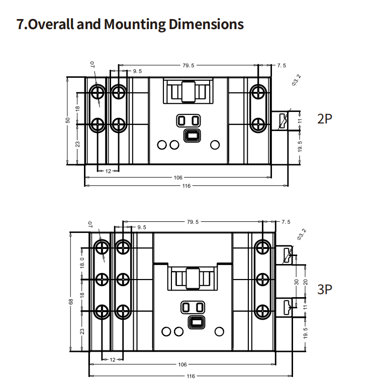 80A/3P/ATS Dimensional Drawing 80A/3P/ATS Dimensional Drawing