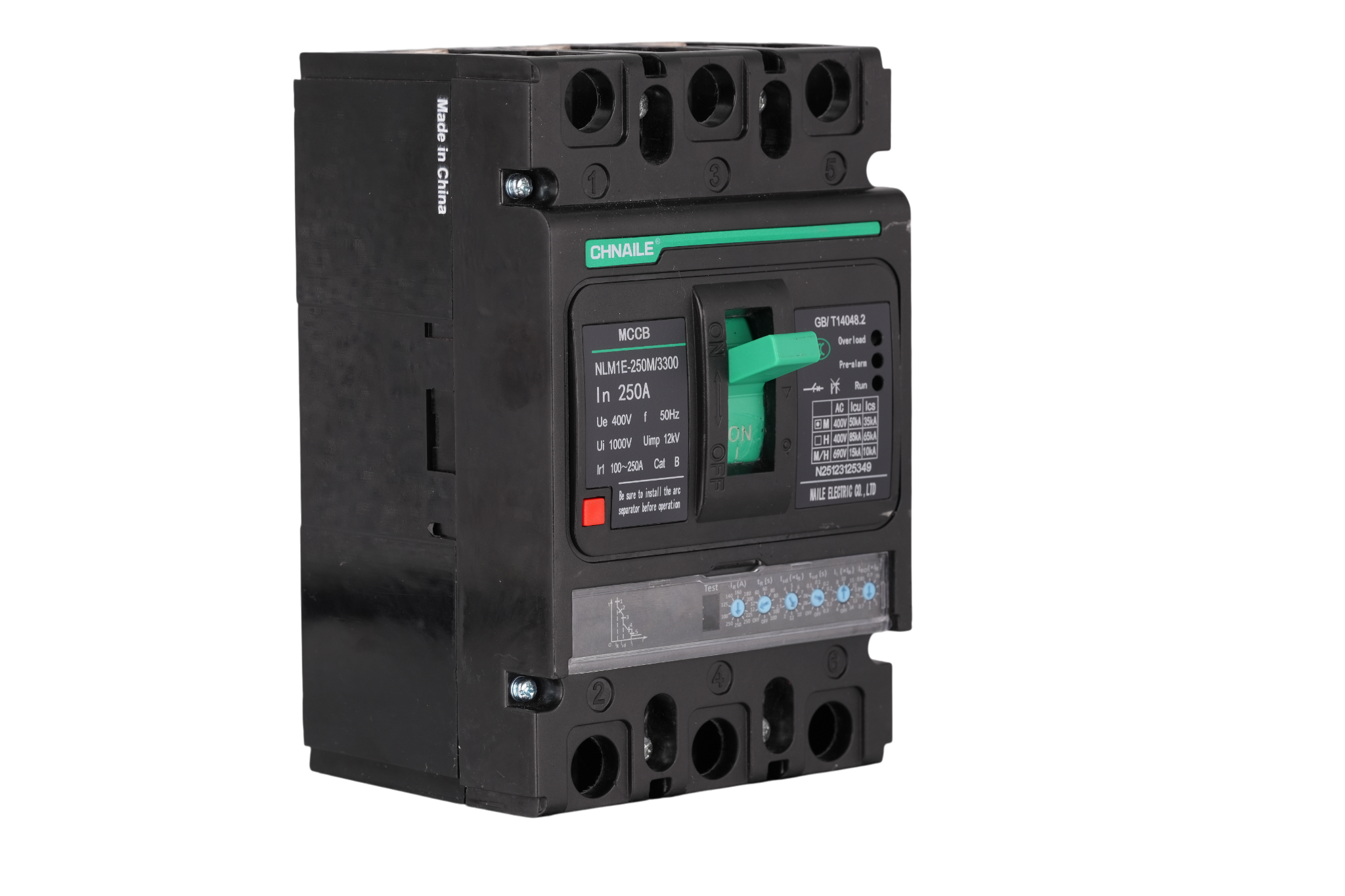 Three-phase electronically adjustable molded case circuit breaker