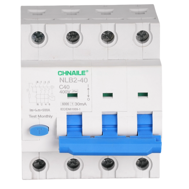 High-Precision 3P+N AC RCBO 40A 30mA for Broadcast Studios & CNC Machinery