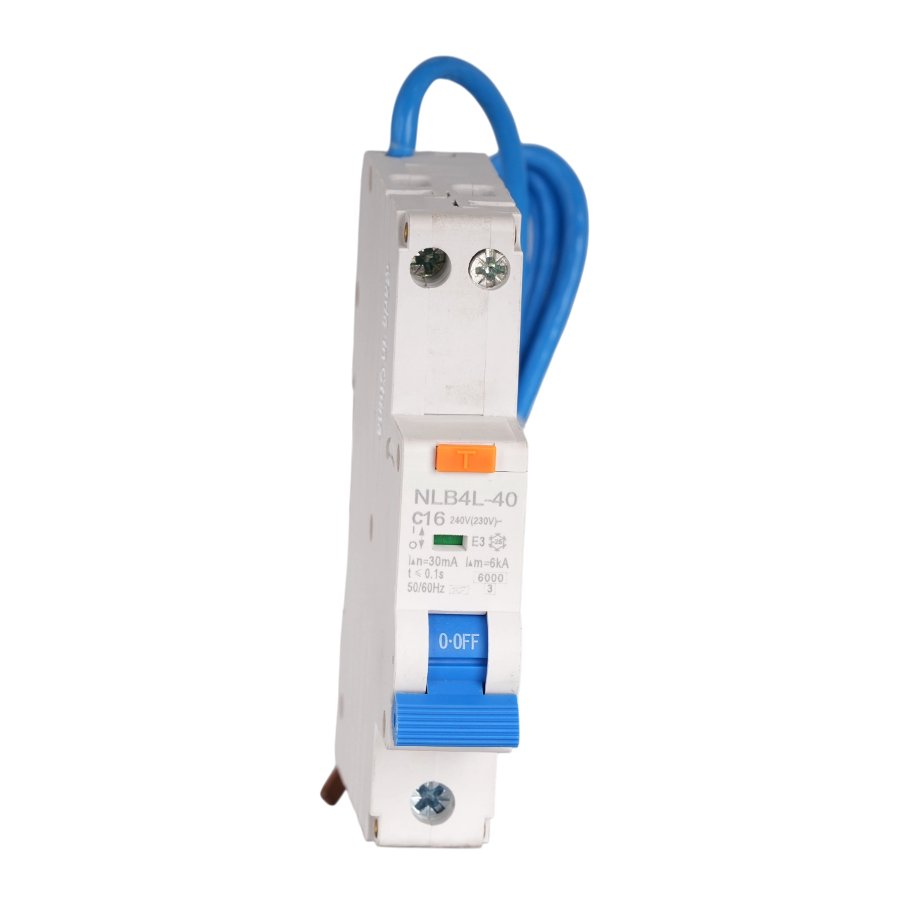 Space-Saving 1-Module Flying Lead RCBO 16A 30mA for UK Consumer Units & Caravan Parks