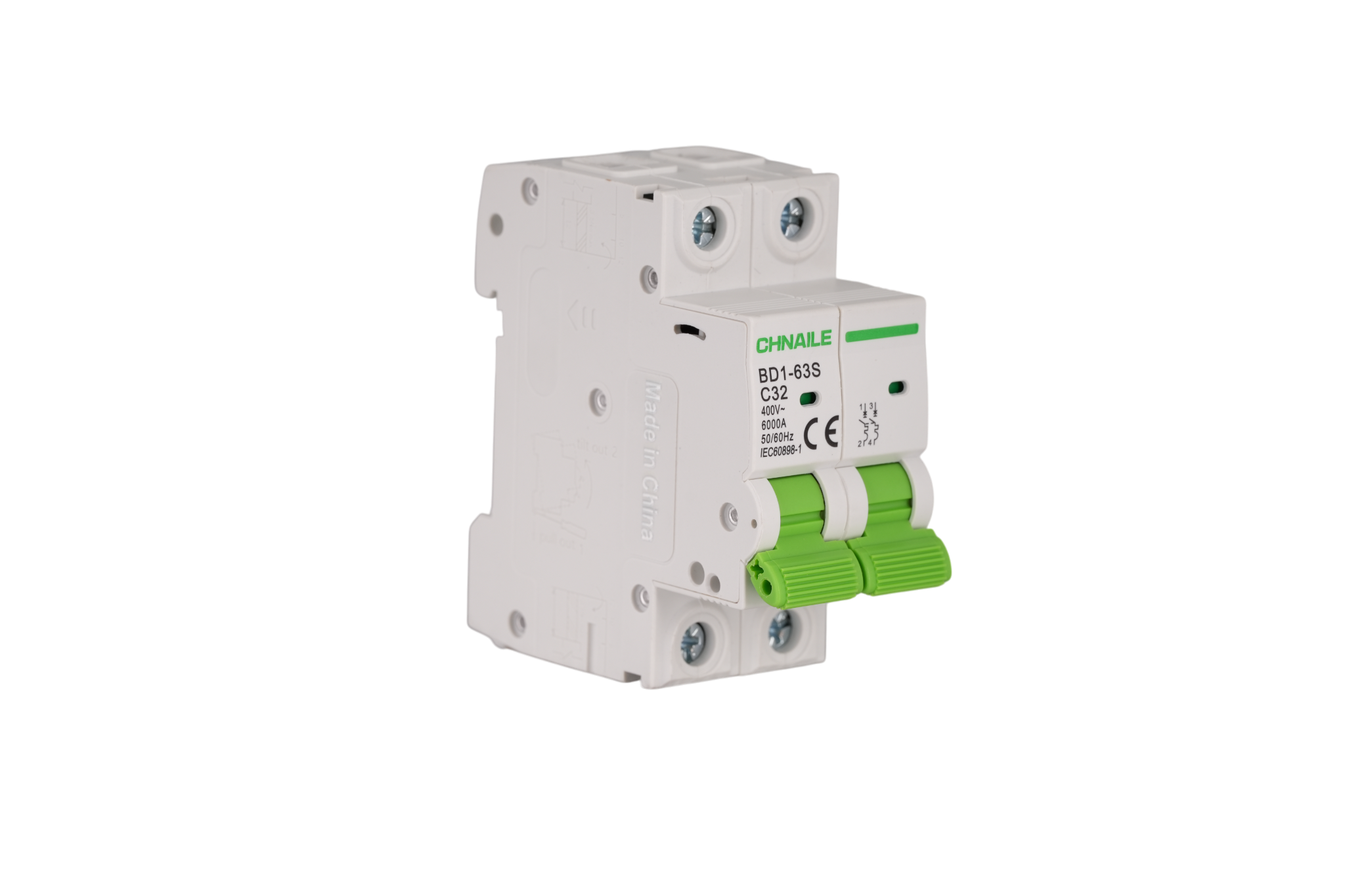BD1-63S 2P DIN-Rail AC Miniature Circuit Breaker 32A 6kA for EV Charger & HVAC