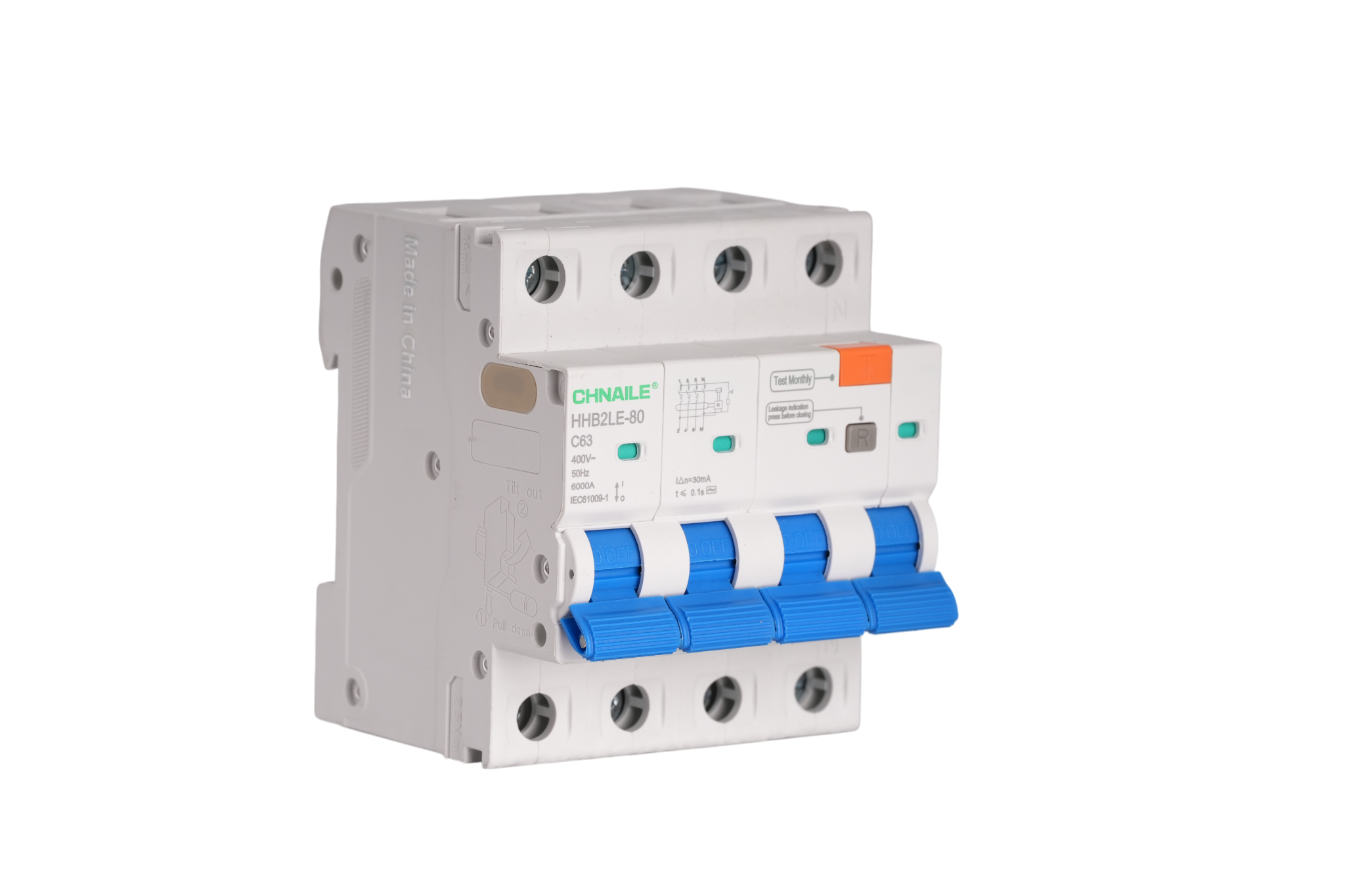 High-Capacity 4P AC RCBO 63A 30mA for Commercial Spas & Food Processing
