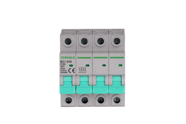BD1-63S 4P DIN-Rail AC Miniature Circuit Breaker 400V 20A 6kA for Commercial Distribution