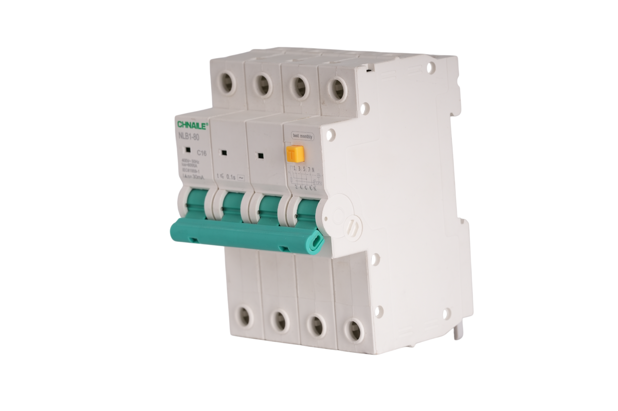Ultimate Safety 4P AC RCBO Circuit Breaker 16A 30mA for 11kW EV Chargers & Labs