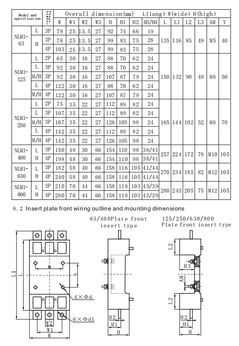400A Molded Case Circuit Breaker: Dimensions and Specifications
