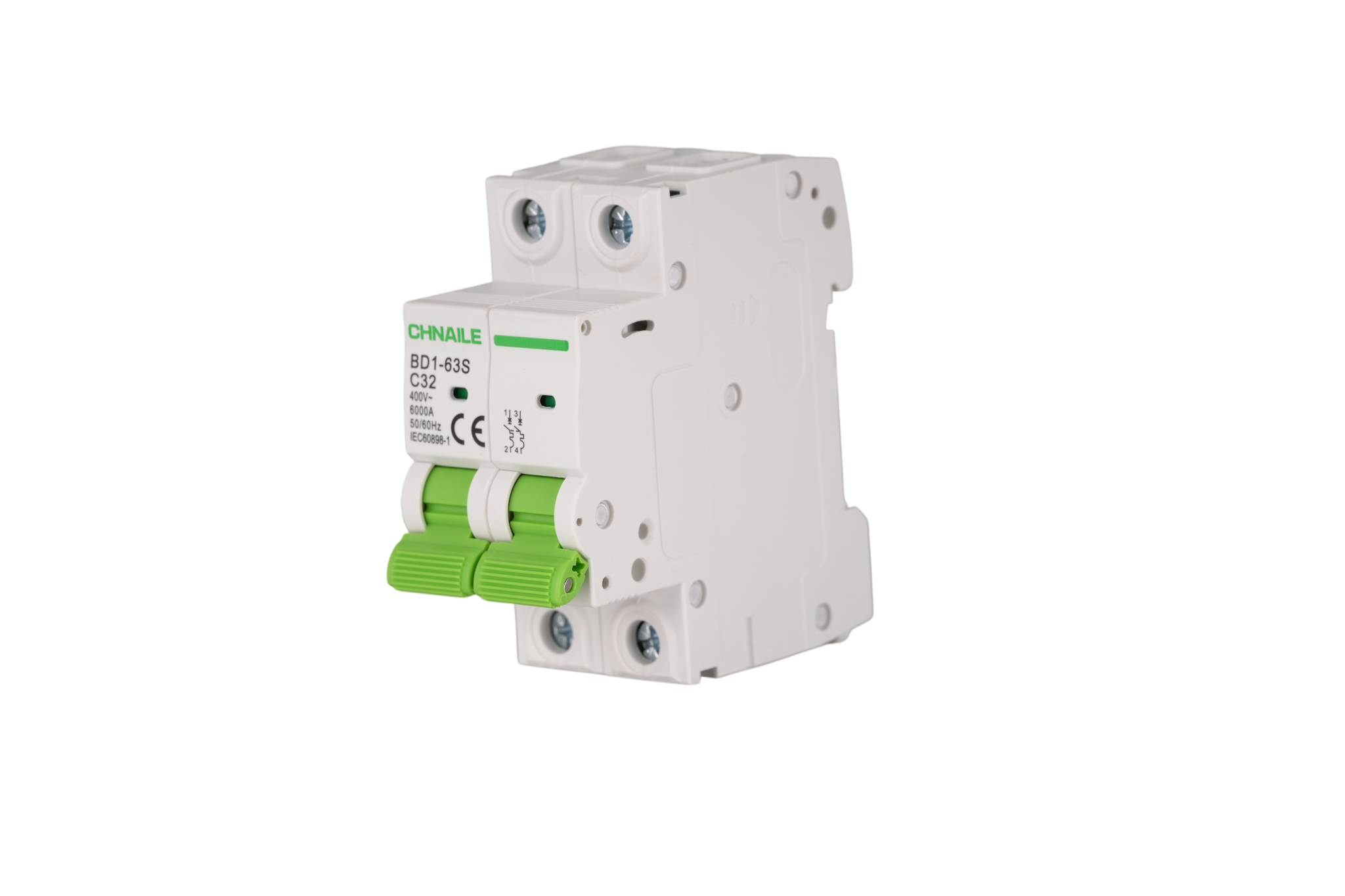 BD1-63S 2P DIN-Rail AC Miniature Circuit Breaker 32A 6kA for EV Charger & HVAC