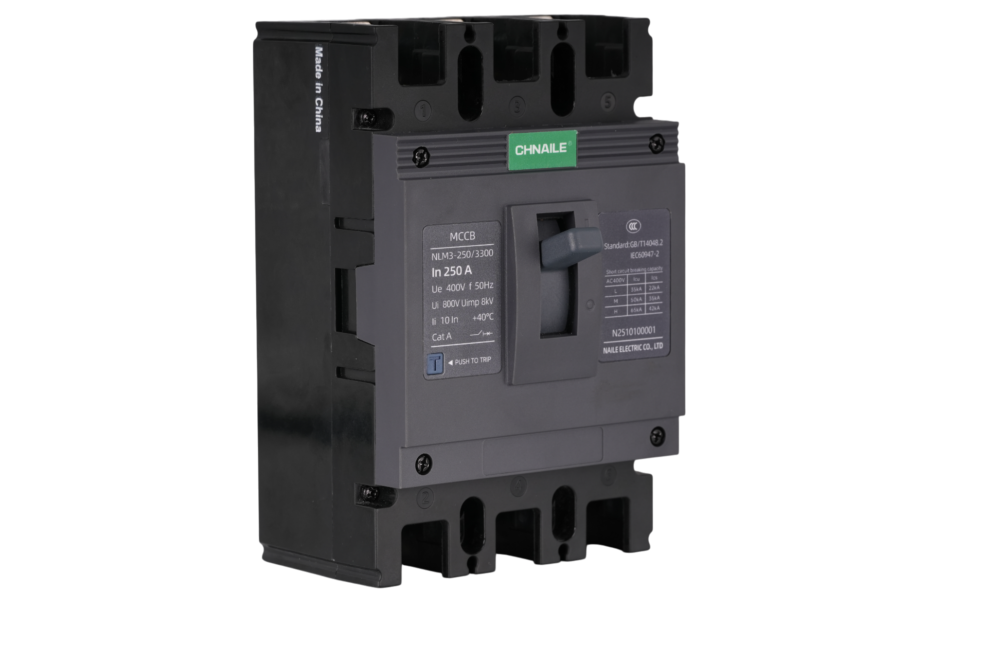 Heavy-Duty 3P AC Molded Case Circuit Breaker 250A 65kA for Automotive Plants & Foundries