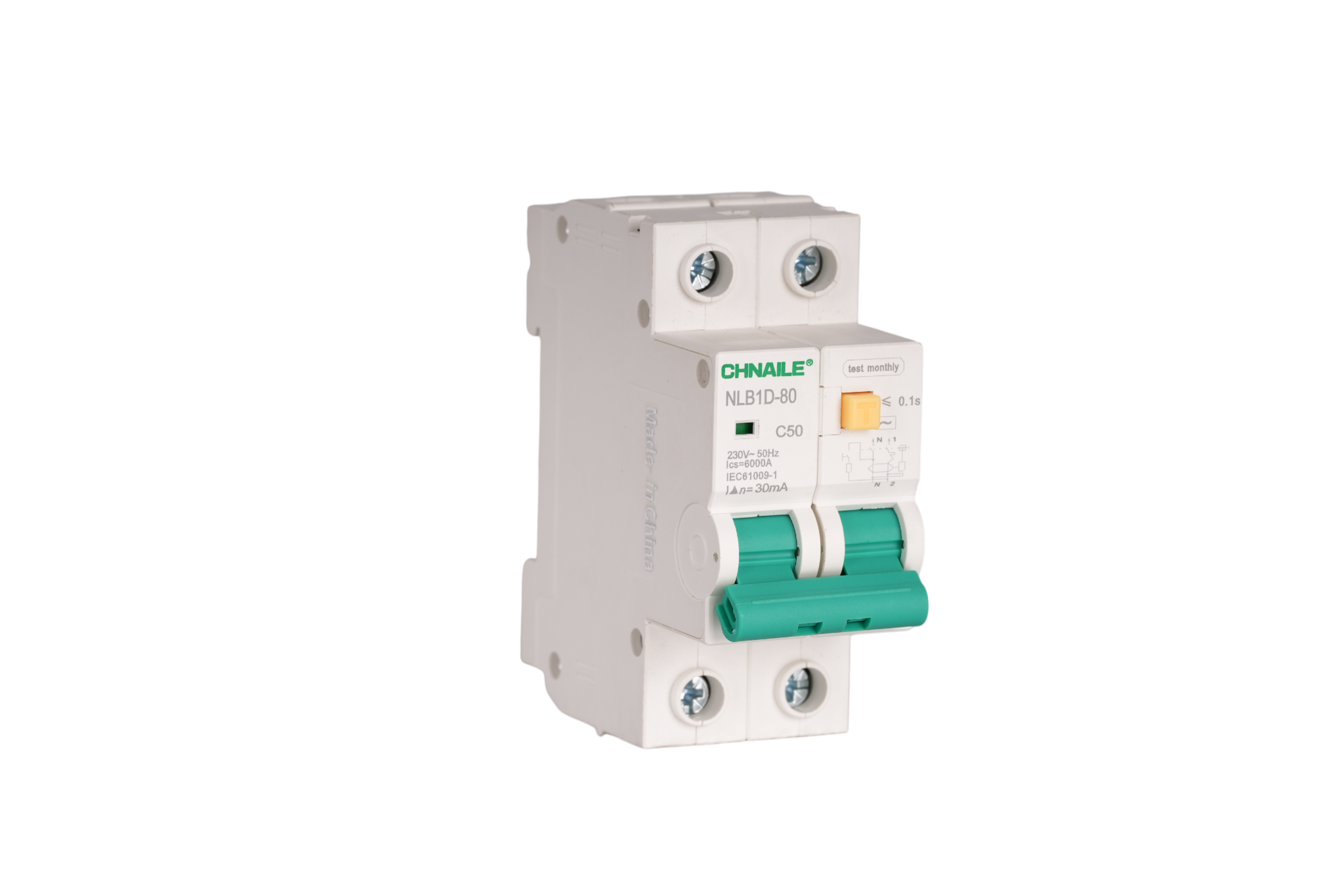 High-Capacity 2P AC RCBO Circuit Breaker 50A 30mA for Pool Spa & Commercial Laundry