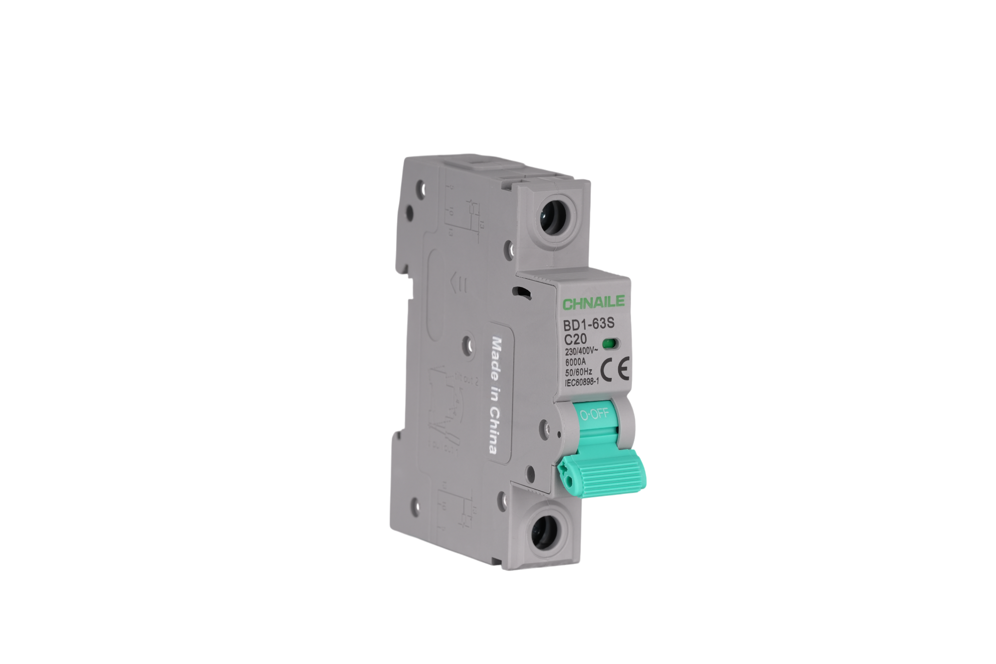 BD1-63S 1P DIN-Rail Miniature Circuit Breaker AC 230V 20A 6kA CE