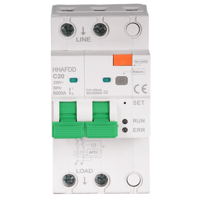 Intelligent 2P AFDD Arc Fault Circuit Breaker 20A 30mA for EV Chargers & Solar AC