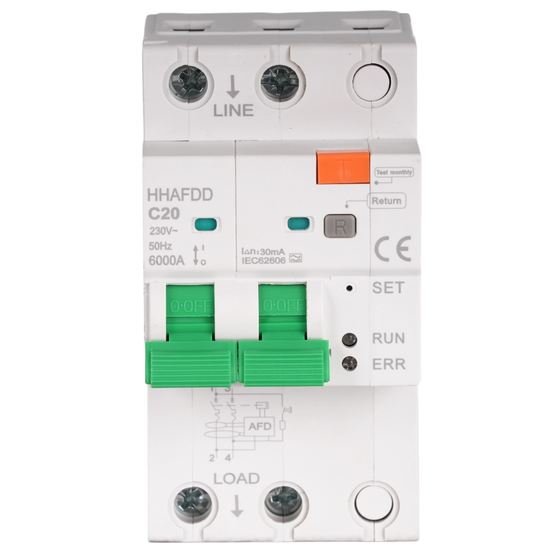 Intelligent 2P AFDD Arc Fault Circuit Breaker 20A 30mA for EV Chargers & Solar AC