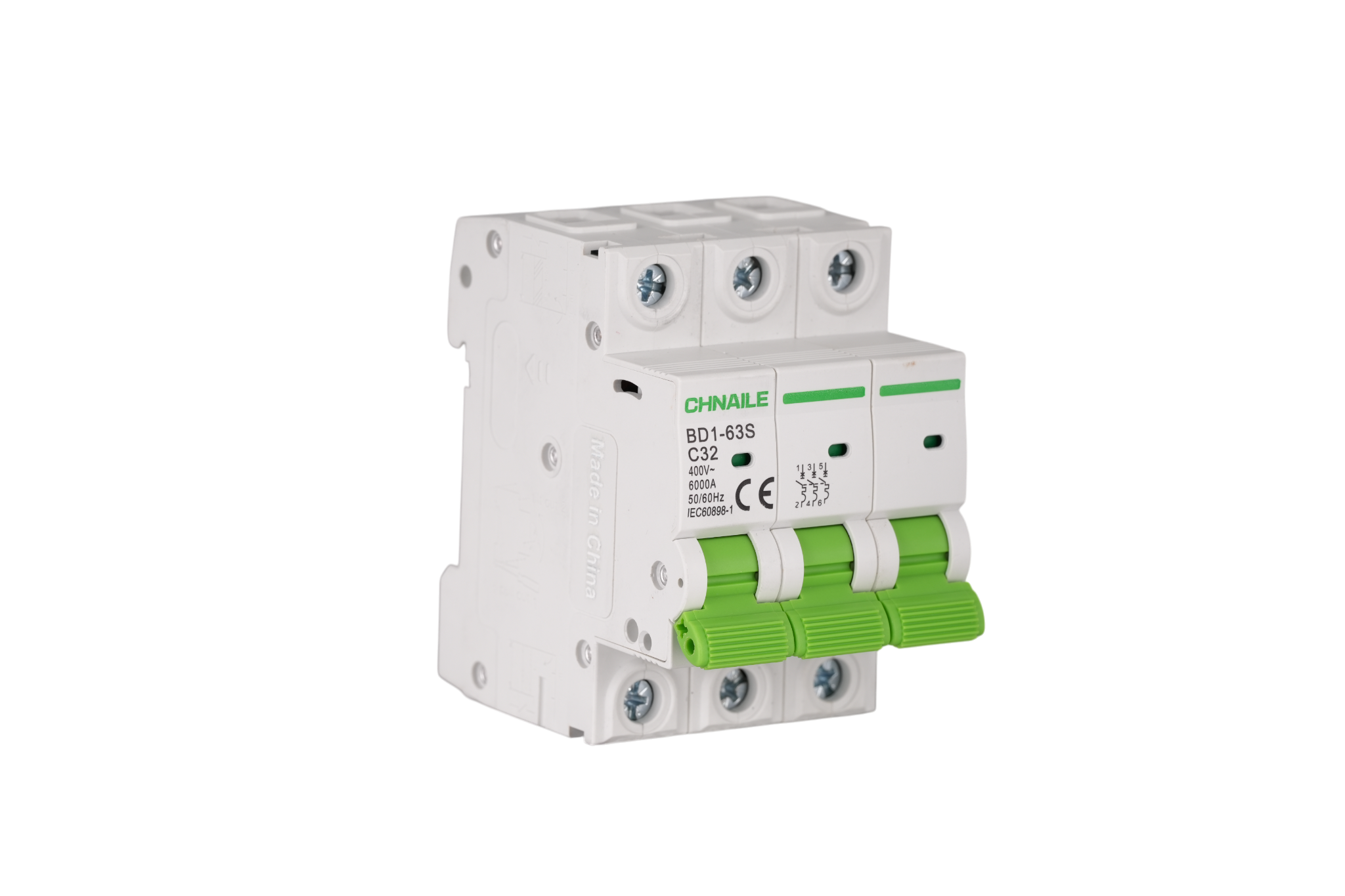 BD1-63S 3P DIN-Rail AC Miniature Circuit Breaker 32A 6kA for 3-Phase HVAC & Motors