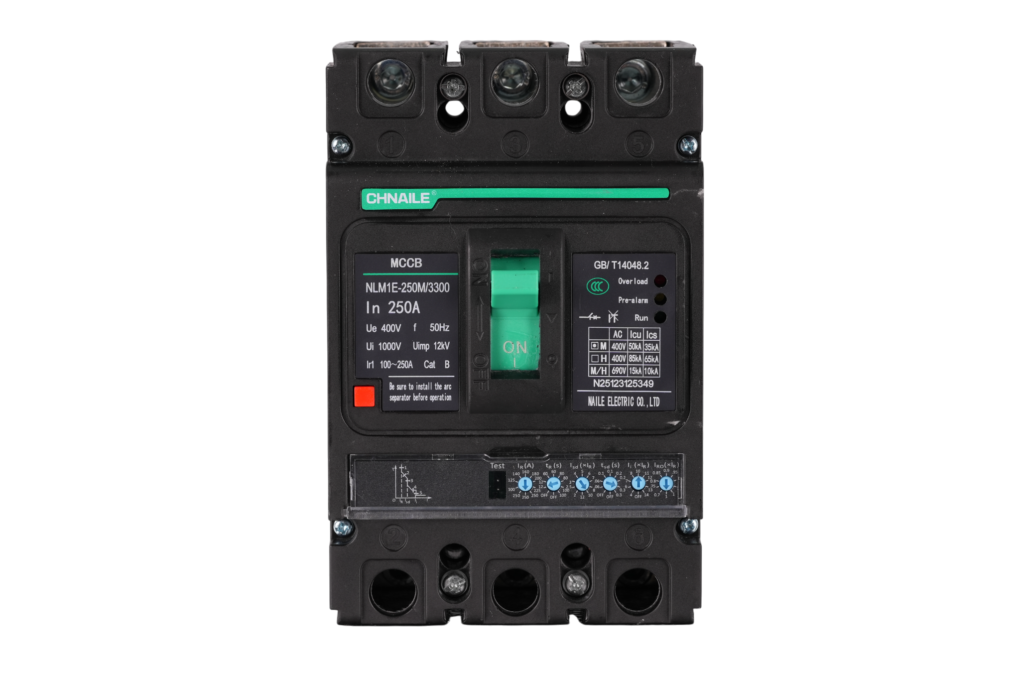 Intelligent 3P AC Electronic MCCB 250A 50kA for High-Rises & Chiller Plants