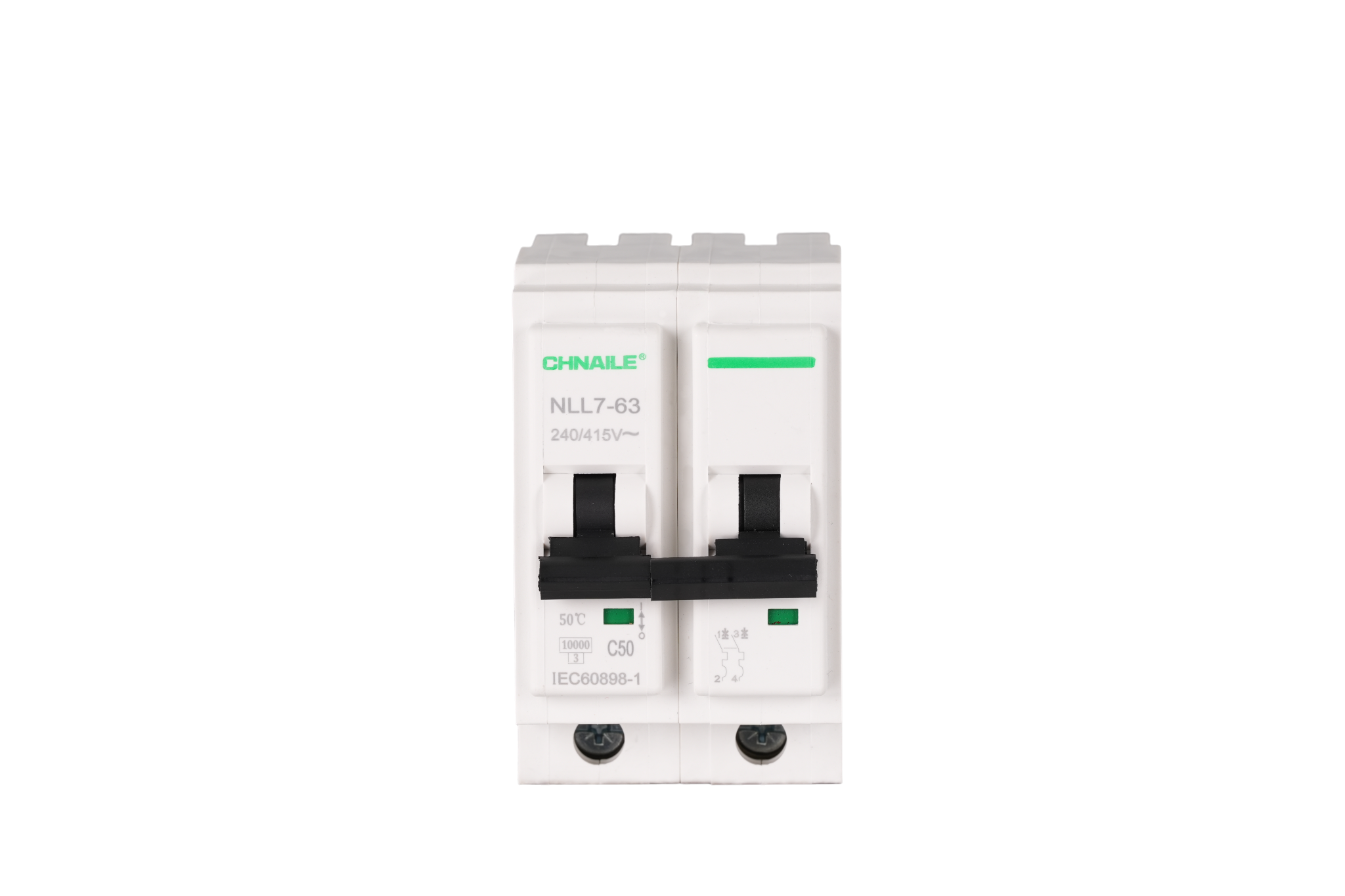 NLL7-63 2P Plug-in AC Miniature Circuit Breaker 415V 63A 10kA White