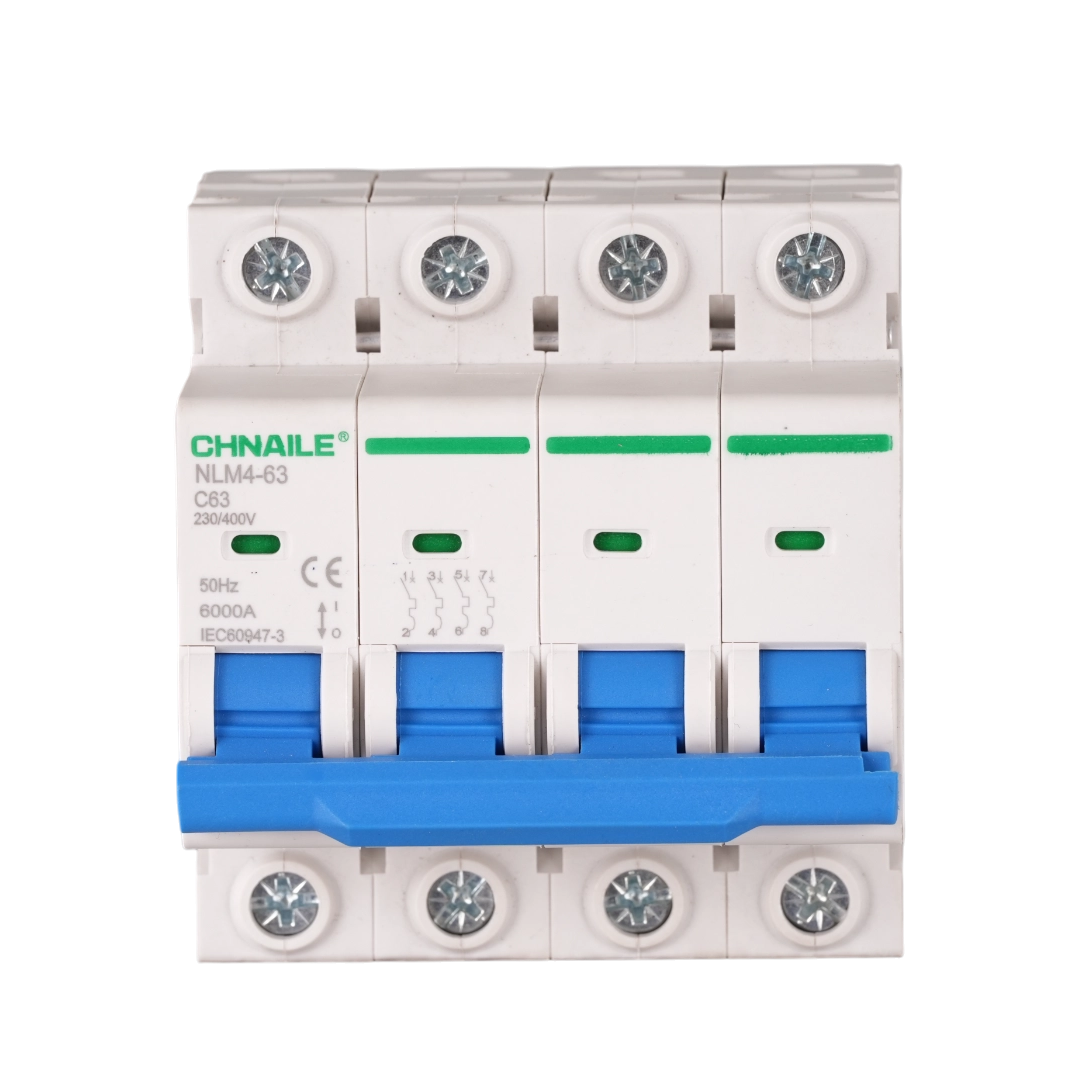 High-Capacity 4P AC Miniature Circuit Breaker 63A 6kA for Solar AC Output & IT PDUs
