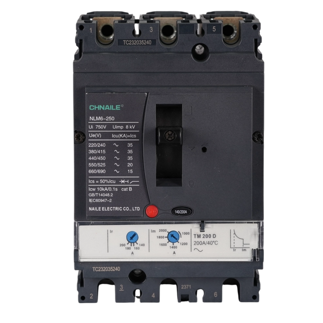 Rugged 3P Dual-Adjustable Thermal-Magnetic MCCB 200A for Rock Crushers & Marine Propulsion