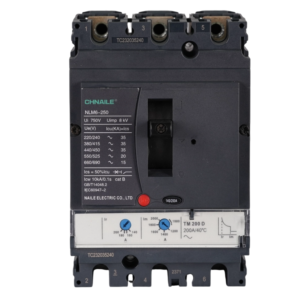 Rugged 3P Dual-Adjustable Thermal-Magnetic MCCB 200A for Rock Crushers & Marine Propulsion