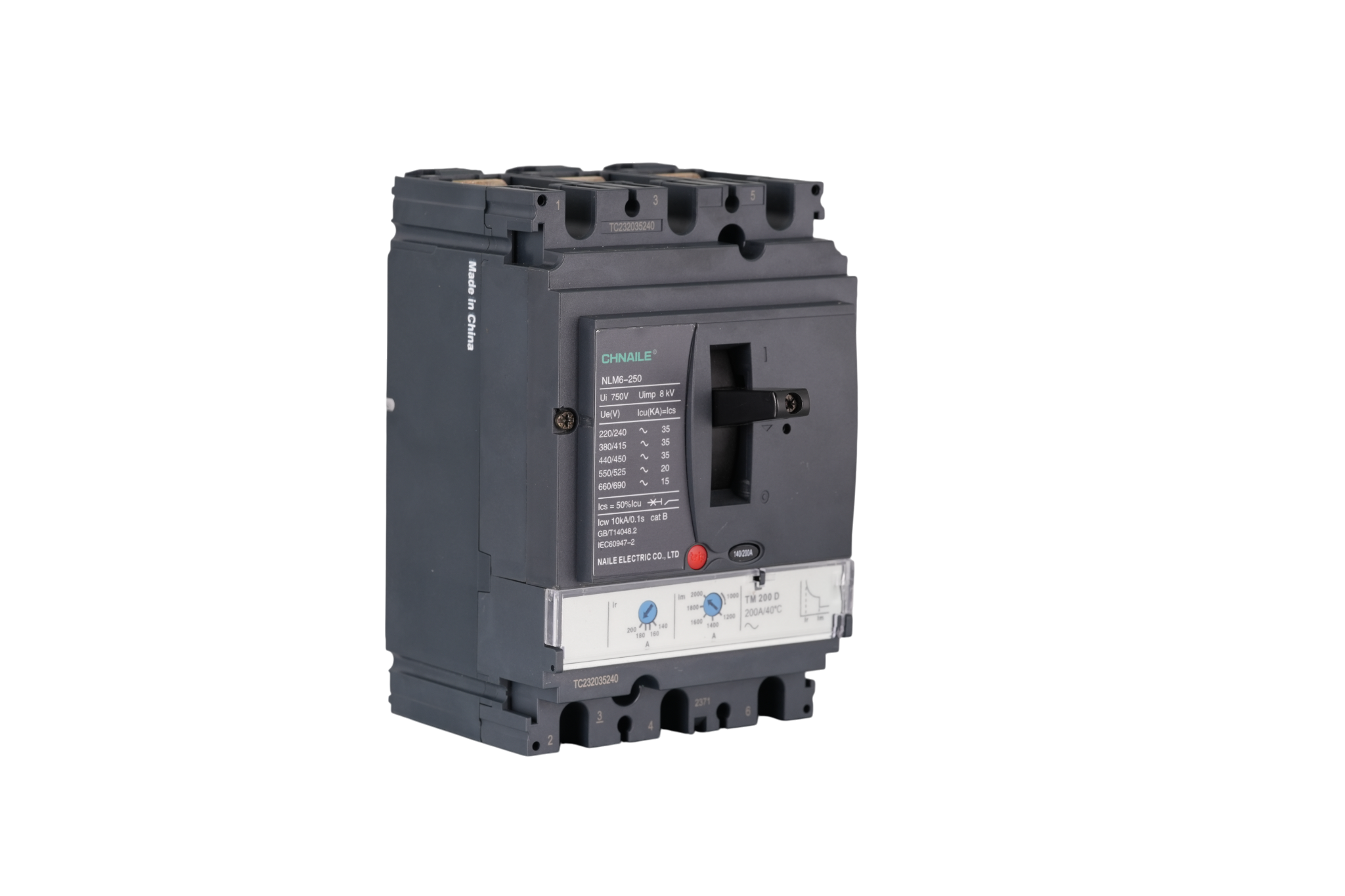 Rugged 3P Dual-Adjustable Thermal-Magnetic MCCB 200A for Rock Crushers & Marine Propulsion