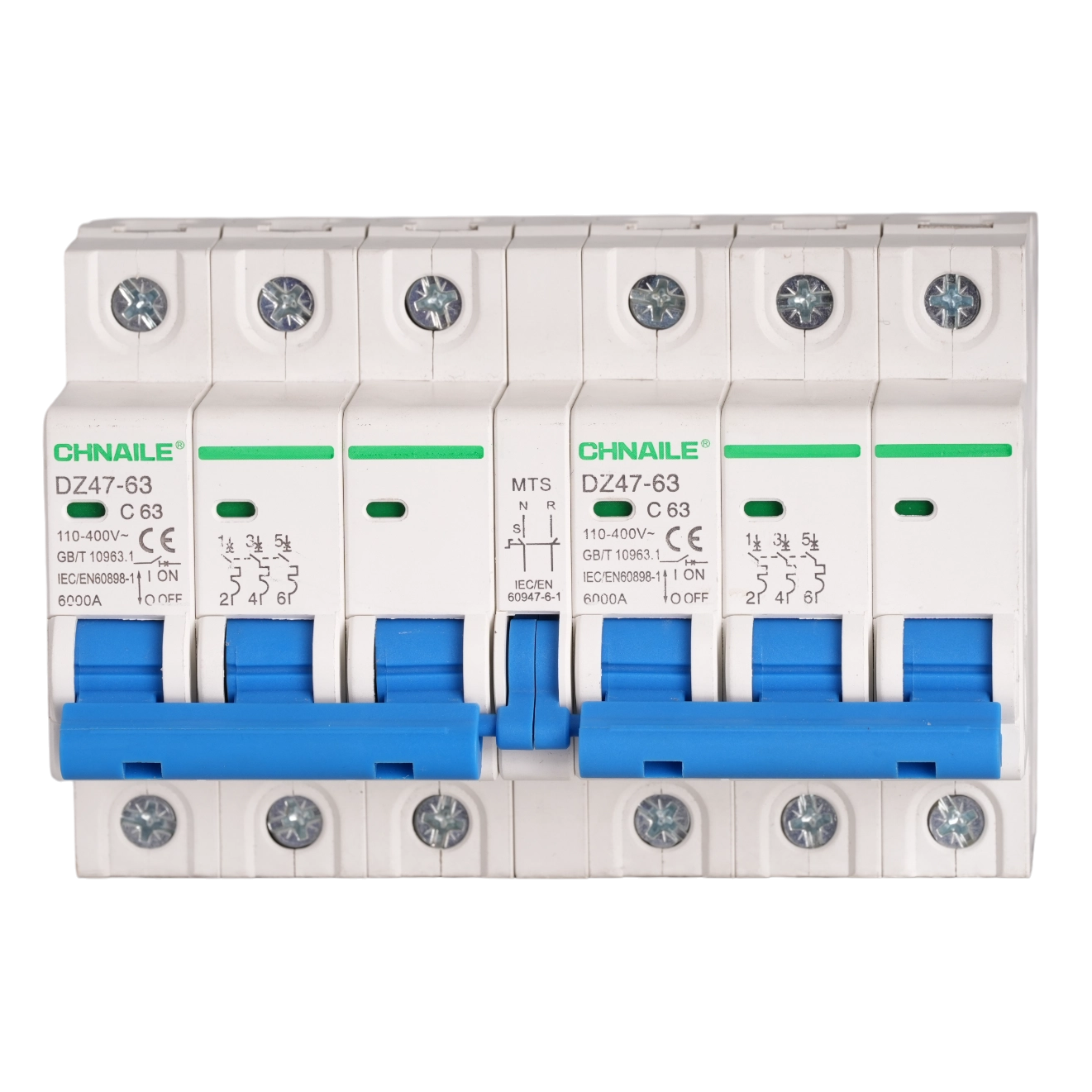 Heavy-Duty 3P Manual Transfer Switch 63A 6kA for Commercial Generators & UPS Bypass
