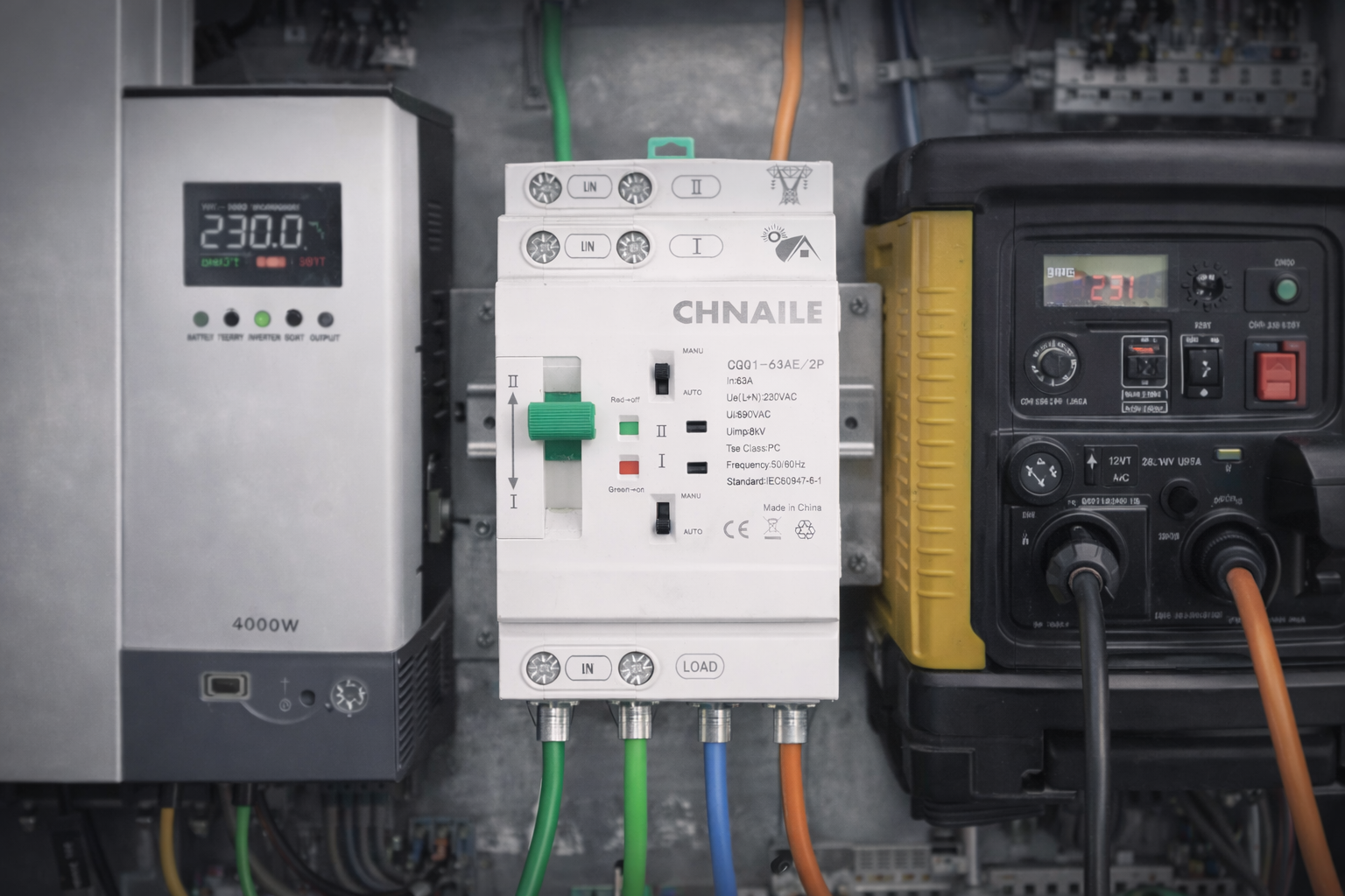 Intelligent 2P PC-Class Automatic Transfer Switch 63A for Solar Hybrid & Home Backup