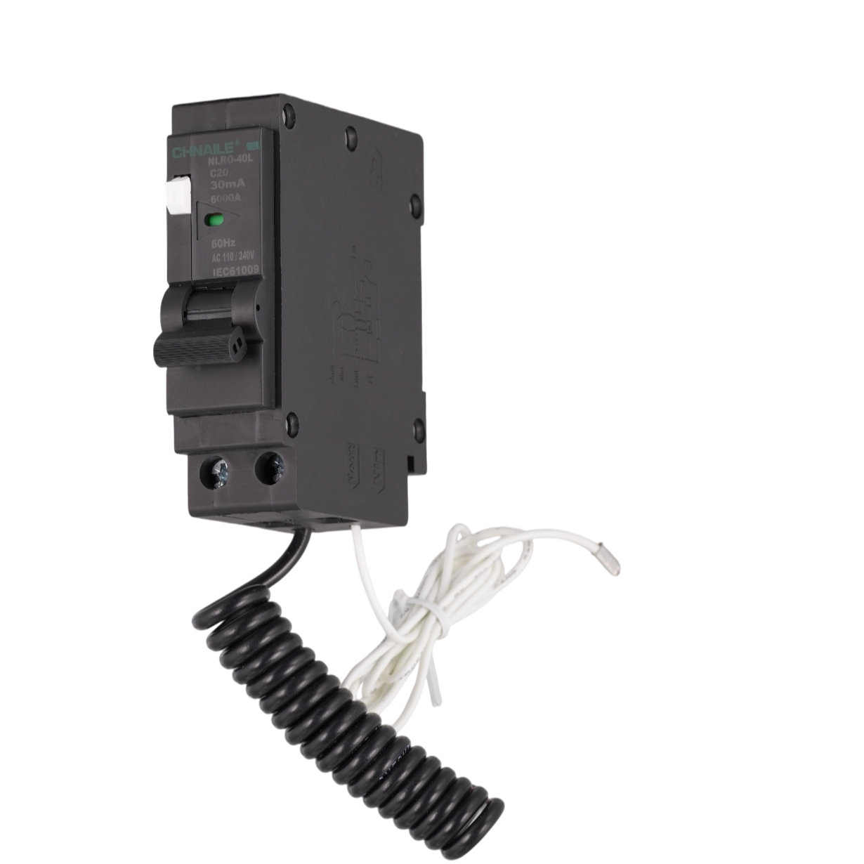 NLRO-40L 1P Plug-in RCBO Pigtail Circuit Breaker 20A 30mA 6kA