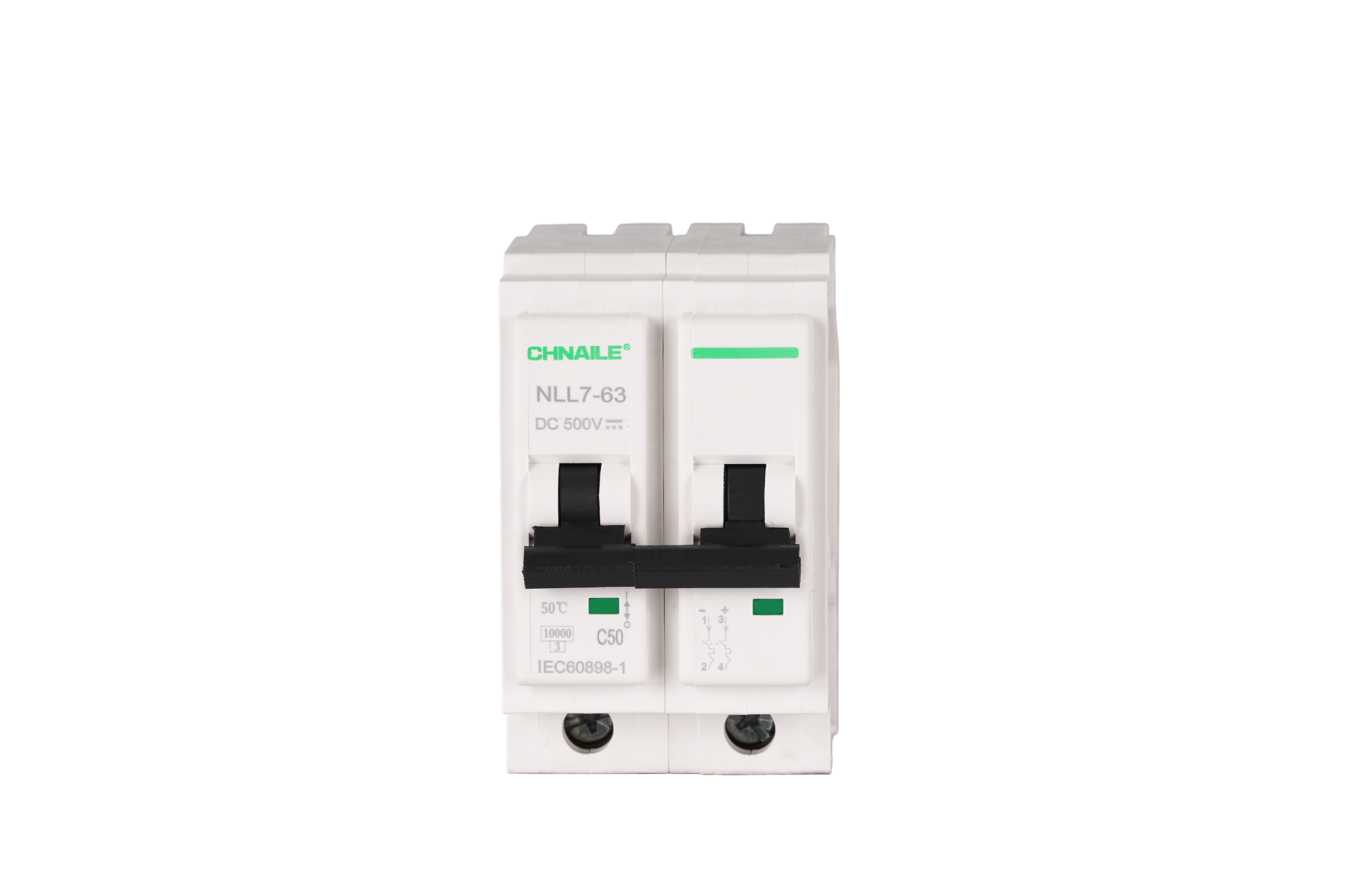 Plug-in DC Miniature Circuit Breaker — White, 2-Pole
