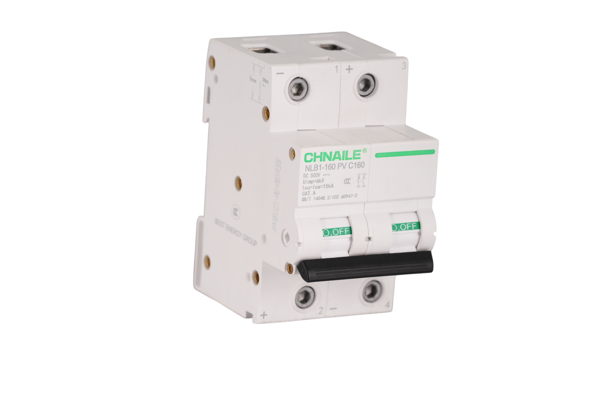 Heavy-Duty 2P DC Circuit Breaker 160A 500V for Commercial Solar PV & BESS