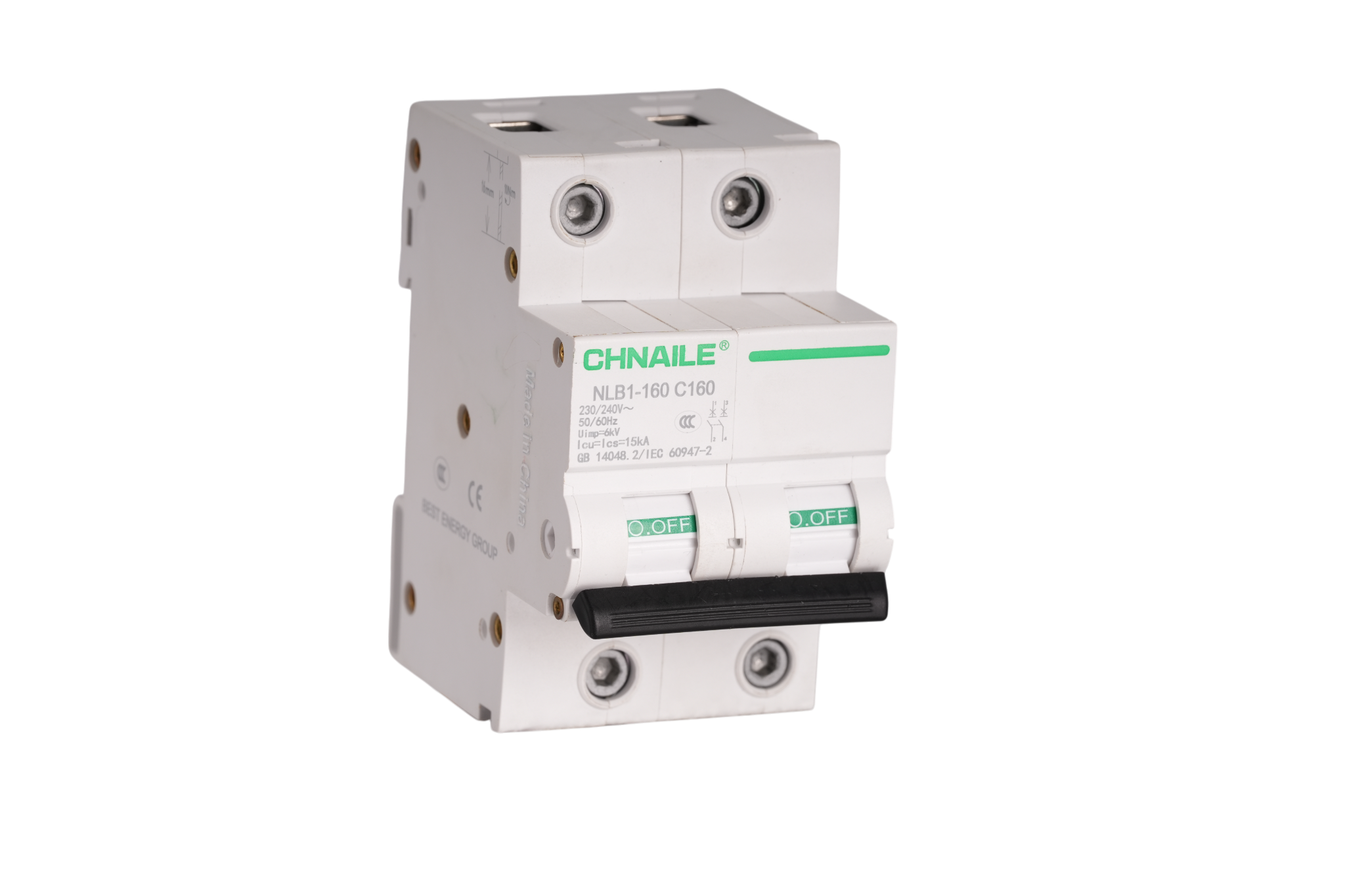 Ultra-High Capacity 2P AC Circuit Breaker 160A 15kA for Telecom & Main Panels
