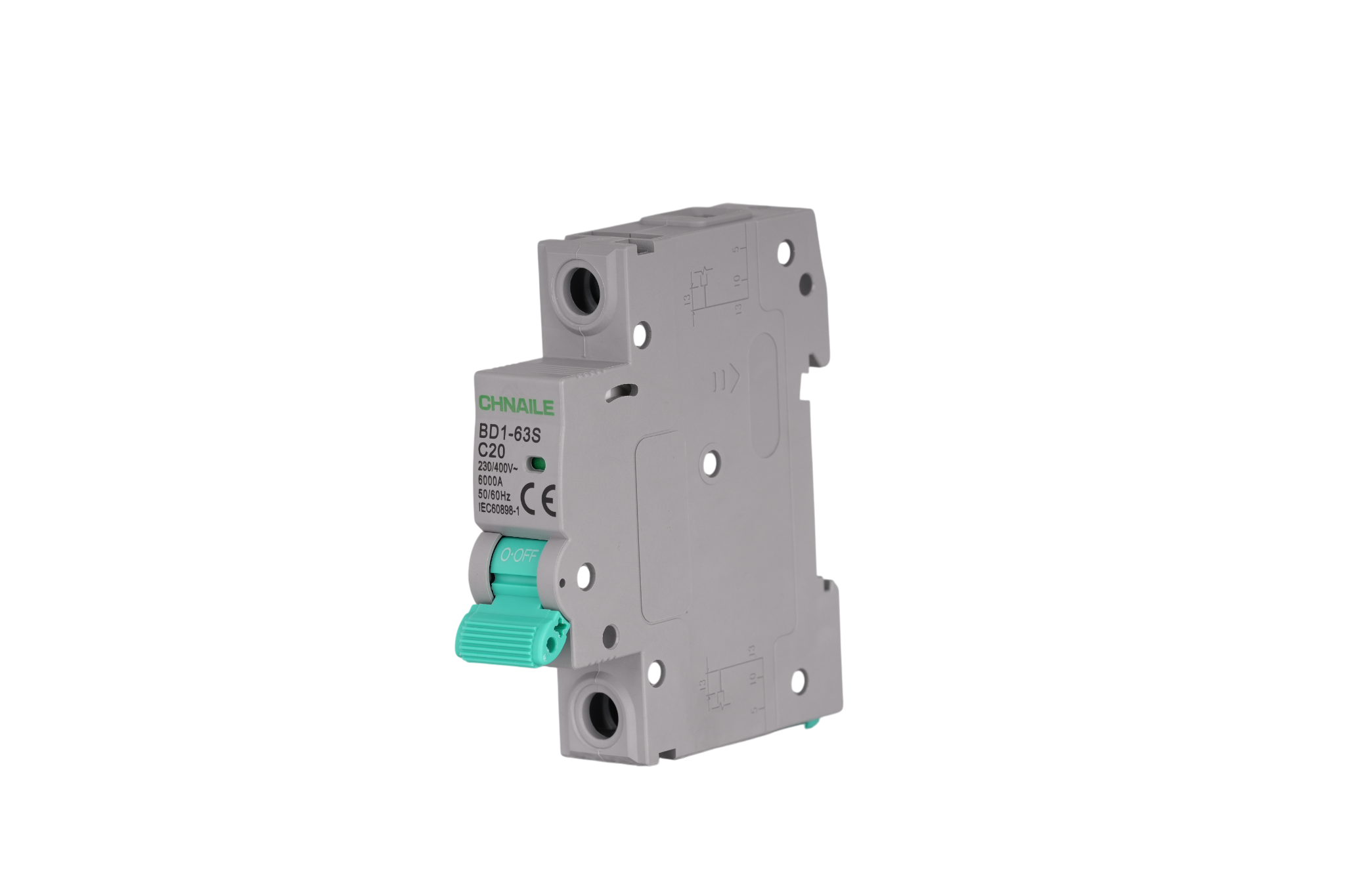 BD1-63S 1P DIN-Rail Miniature Circuit Breaker AC 230V 20A 6kA CE