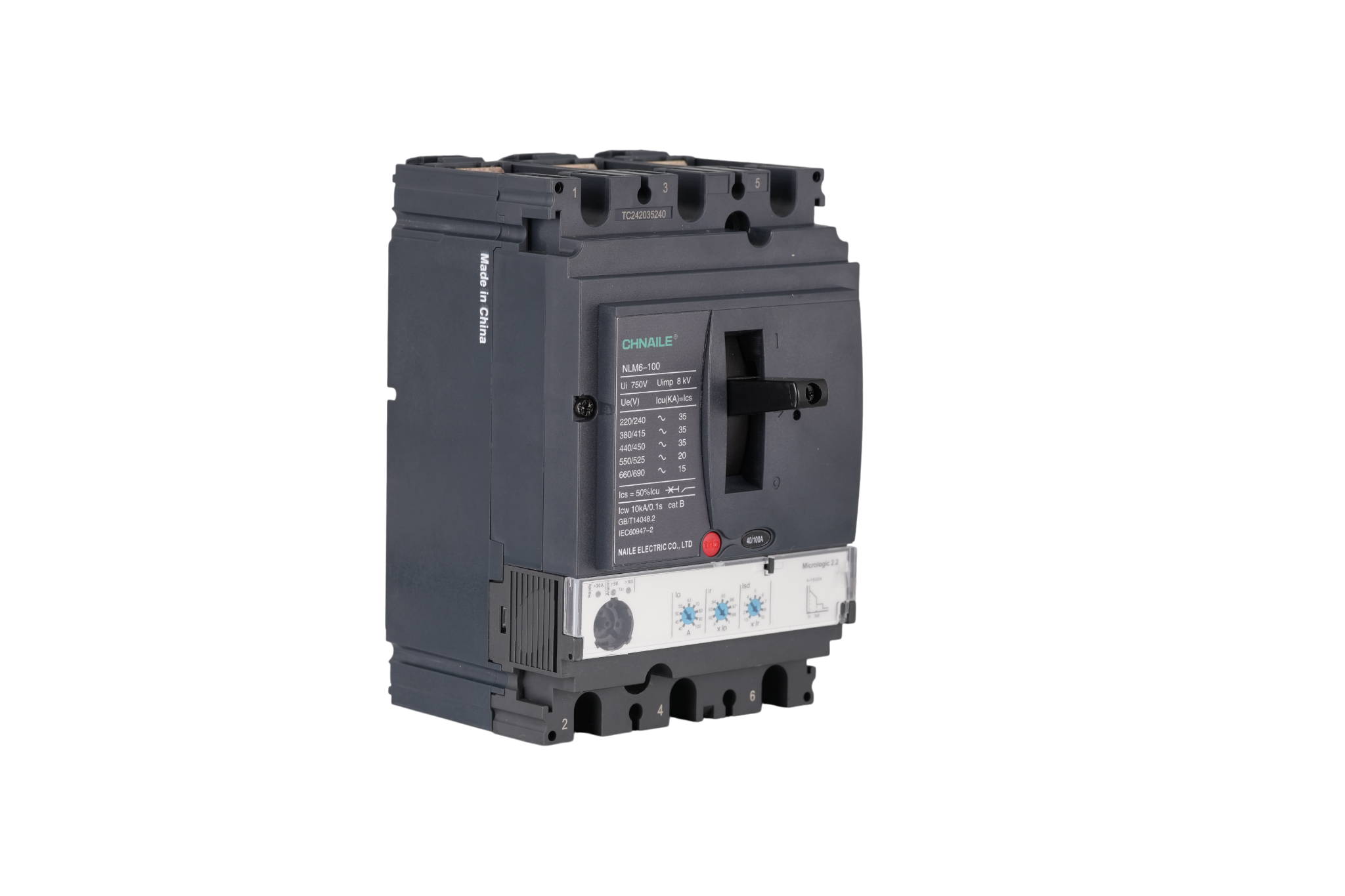 Intelligent 3P AC Electronic MCCB 100A 35kA for VFD Motor Control & 690V Grids