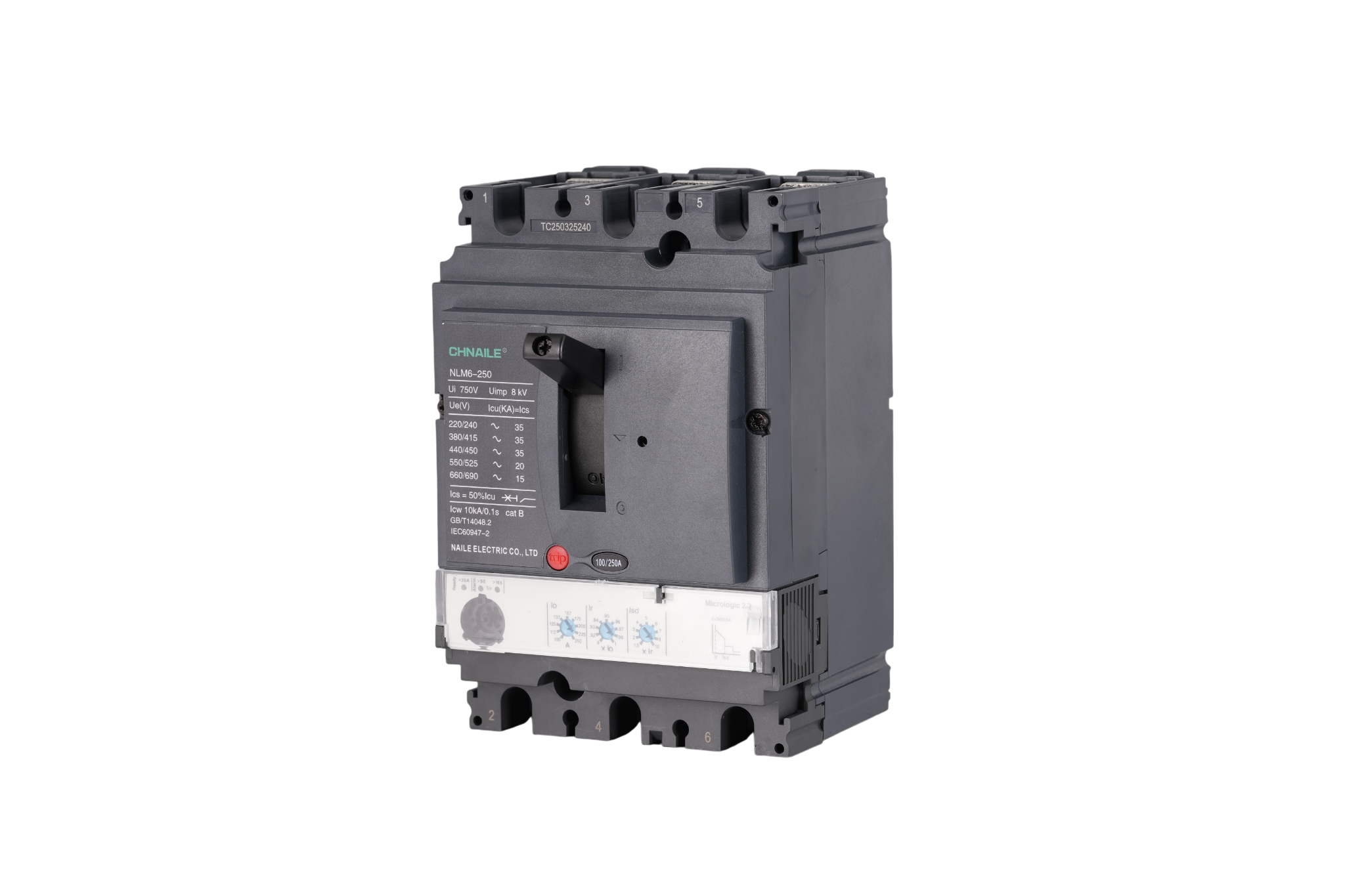 Intelligent 3P AC Electronic MCCB 250A 35kA for Water Treatment & Logistics Hubs