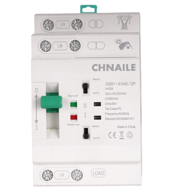 Intelligent 2P PC-Class Automatic Transfer Switch 63A for Solar Hybrid & Home Backup