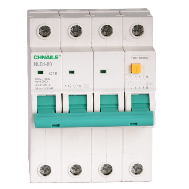 Ultimate Safety 4P AC RCBO Circuit Breaker 16A 30mA for 11kW EV Chargers & Labs