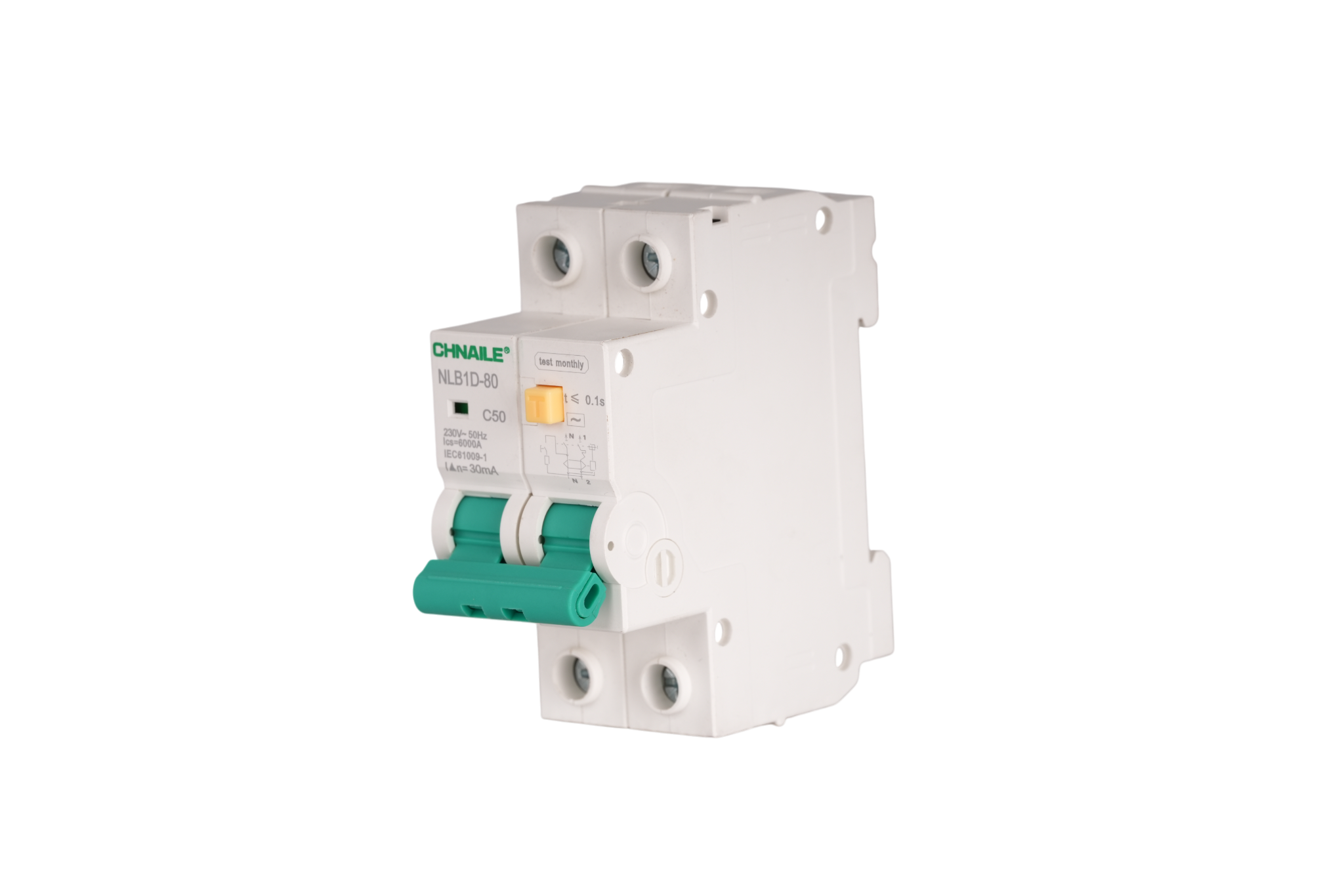 High-Capacity 2P AC RCBO Circuit Breaker 50A 30mA for Pool Spa & Commercial Laundry