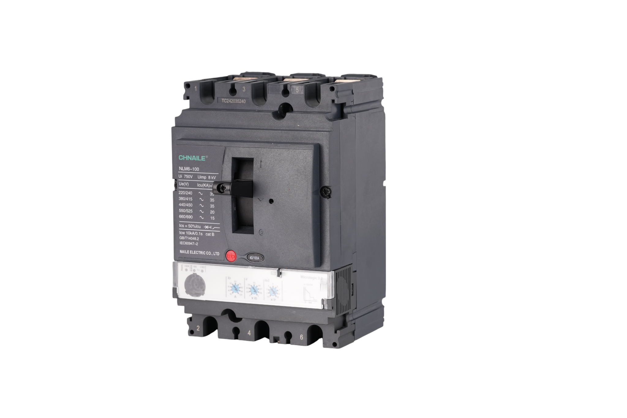 Intelligent 3P AC Electronic MCCB 100A 35kA for VFD Motor Control & 690V Grids