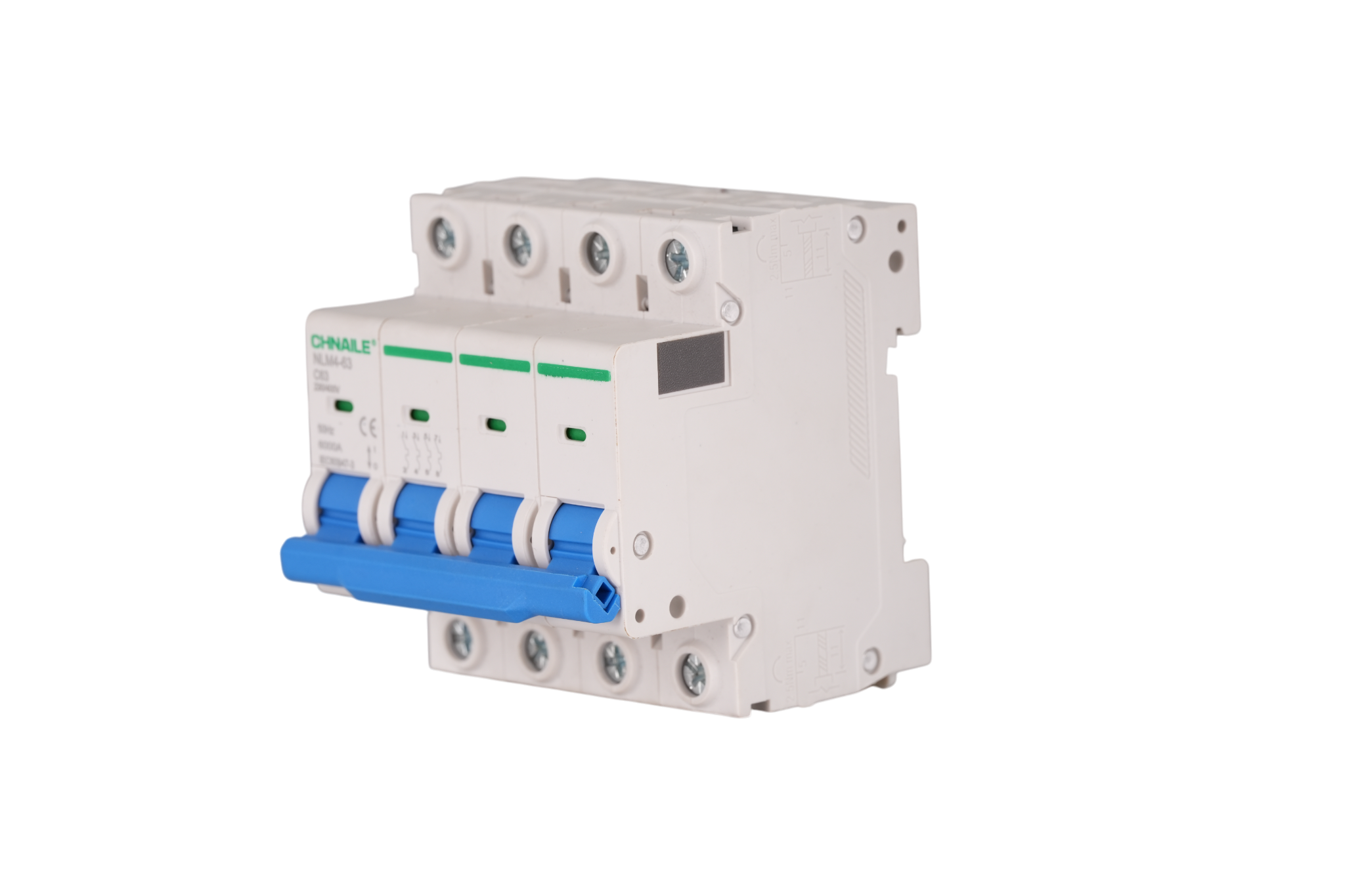 High-Capacity 4P AC Miniature Circuit Breaker 63A 6kA for Solar AC Output & IT PDUs