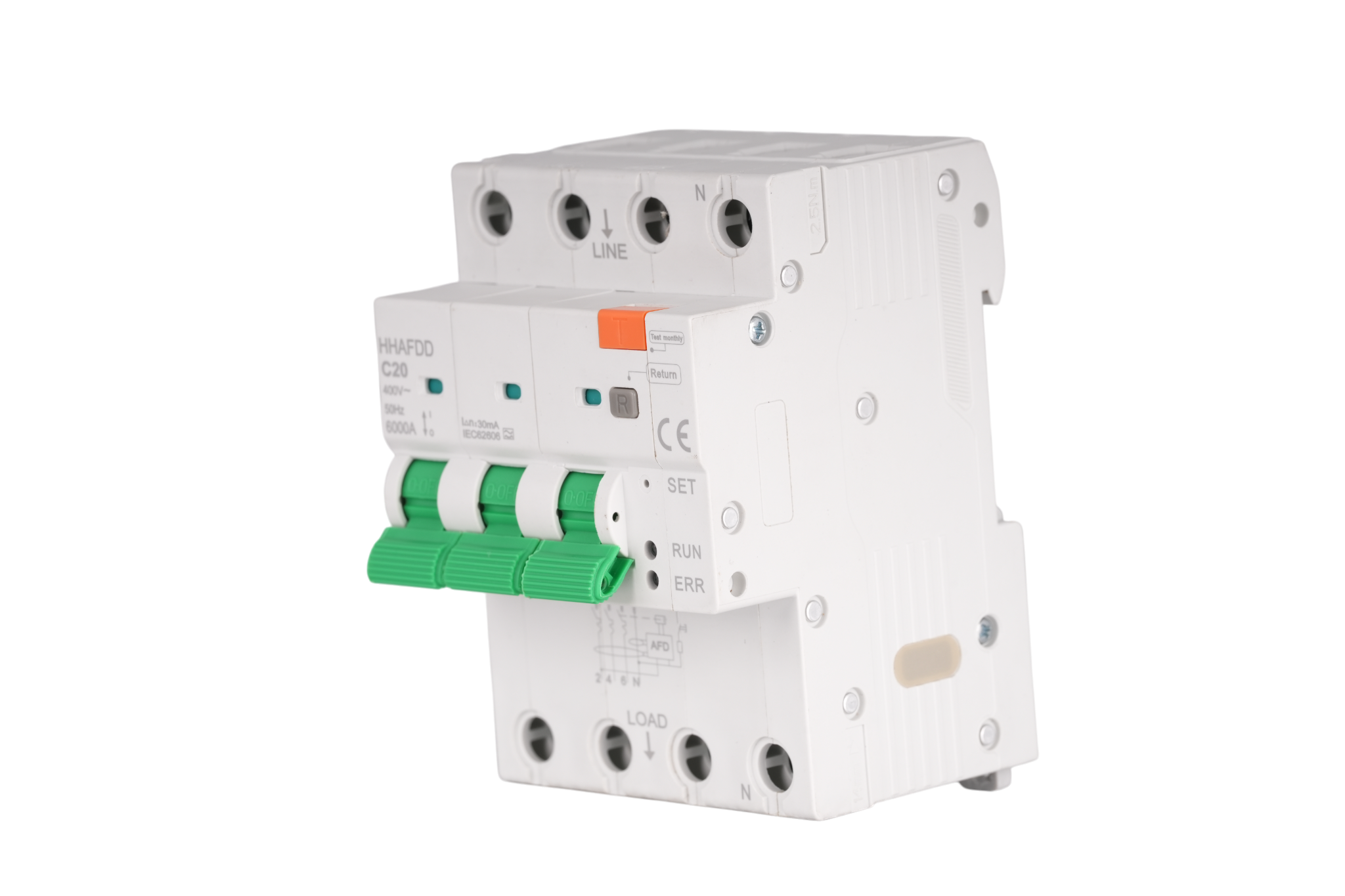 Intelligent 3-Phase AFDD Arc Fault Breaker 20A 400V for 22kW EV Chargers & Labs