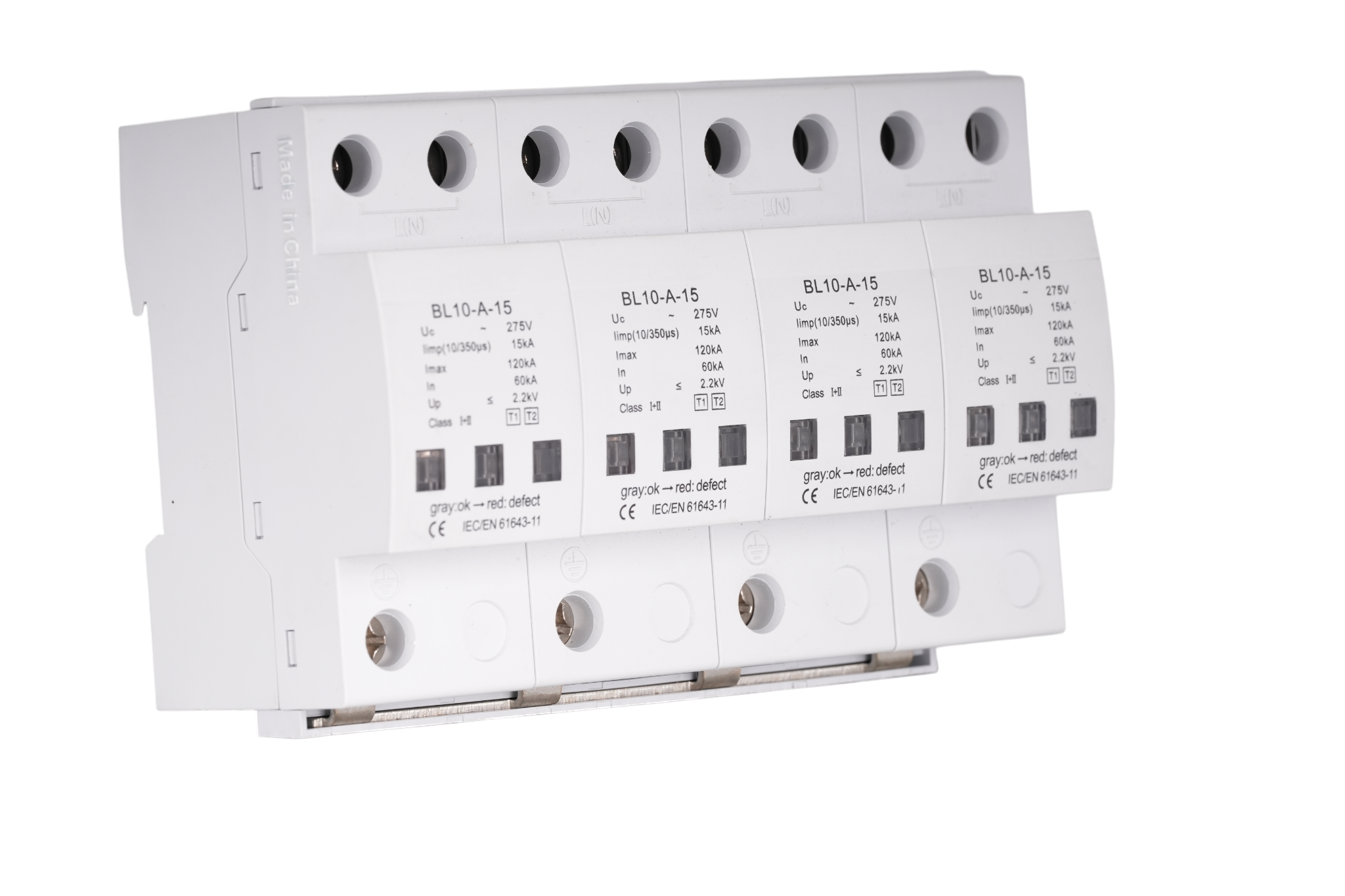 Heavy-Duty 4P Type 1+2 Surge Protective Device 15kA 120kA for Telecom & Main Panels