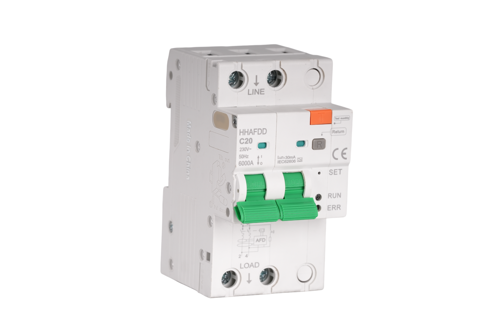 Intelligent 2P AFDD Arc Fault Circuit Breaker 20A 30mA for EV Chargers & Solar AC