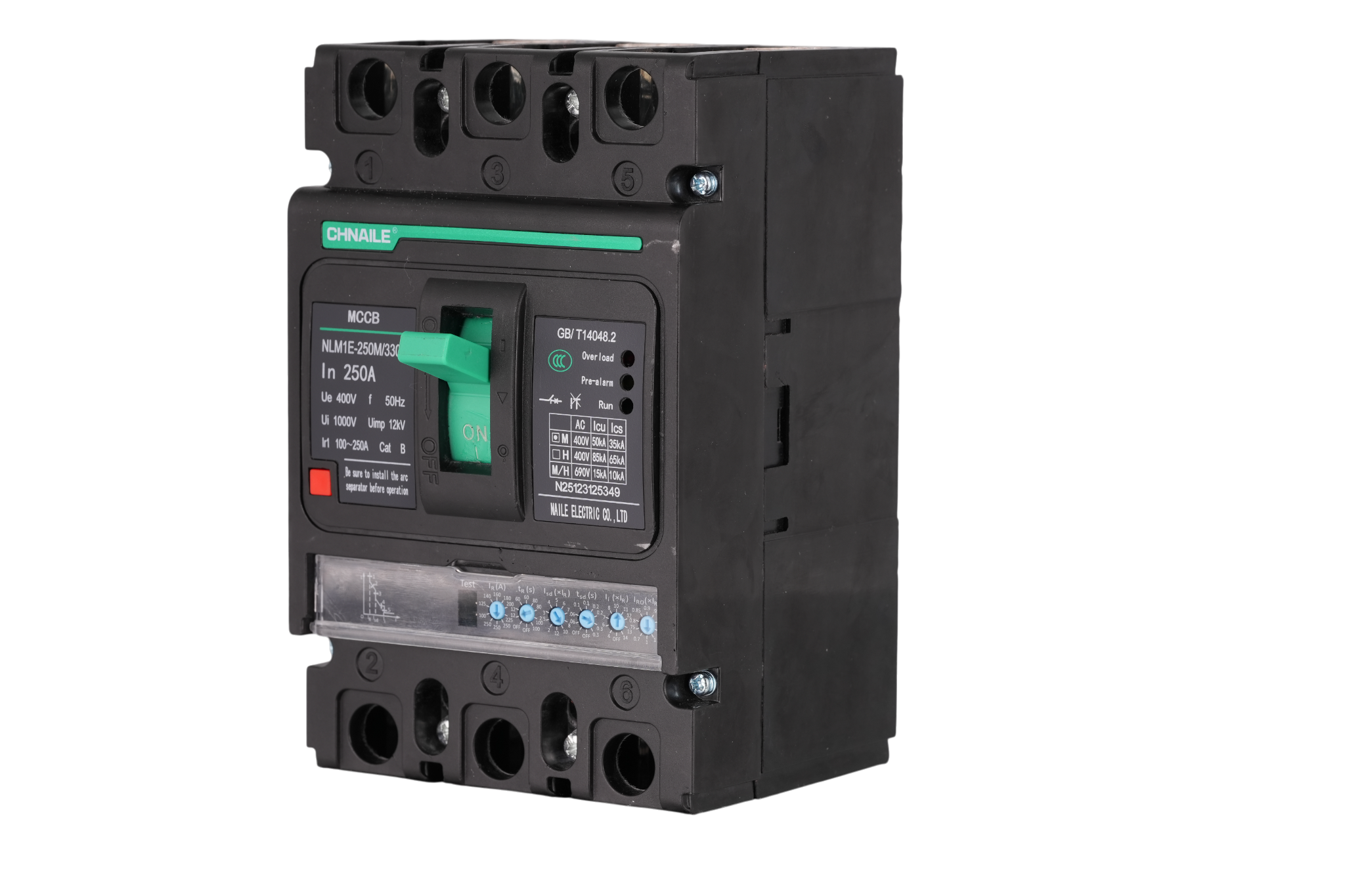 Intelligent 3P AC Electronic MCCB 250A 50kA for High-Rises & Chiller Plants