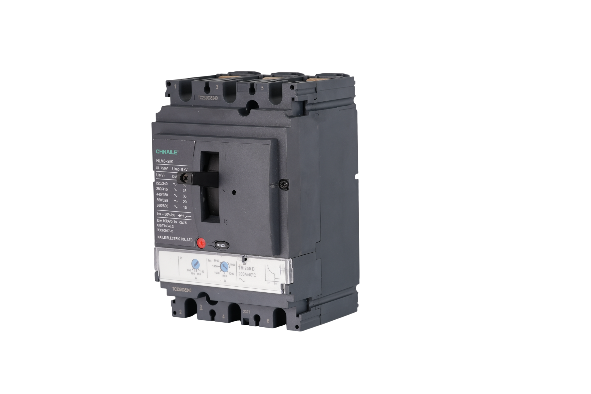 Rugged 3P Dual-Adjustable Thermal-Magnetic MCCB 200A for Rock Crushers & Marine Propulsion