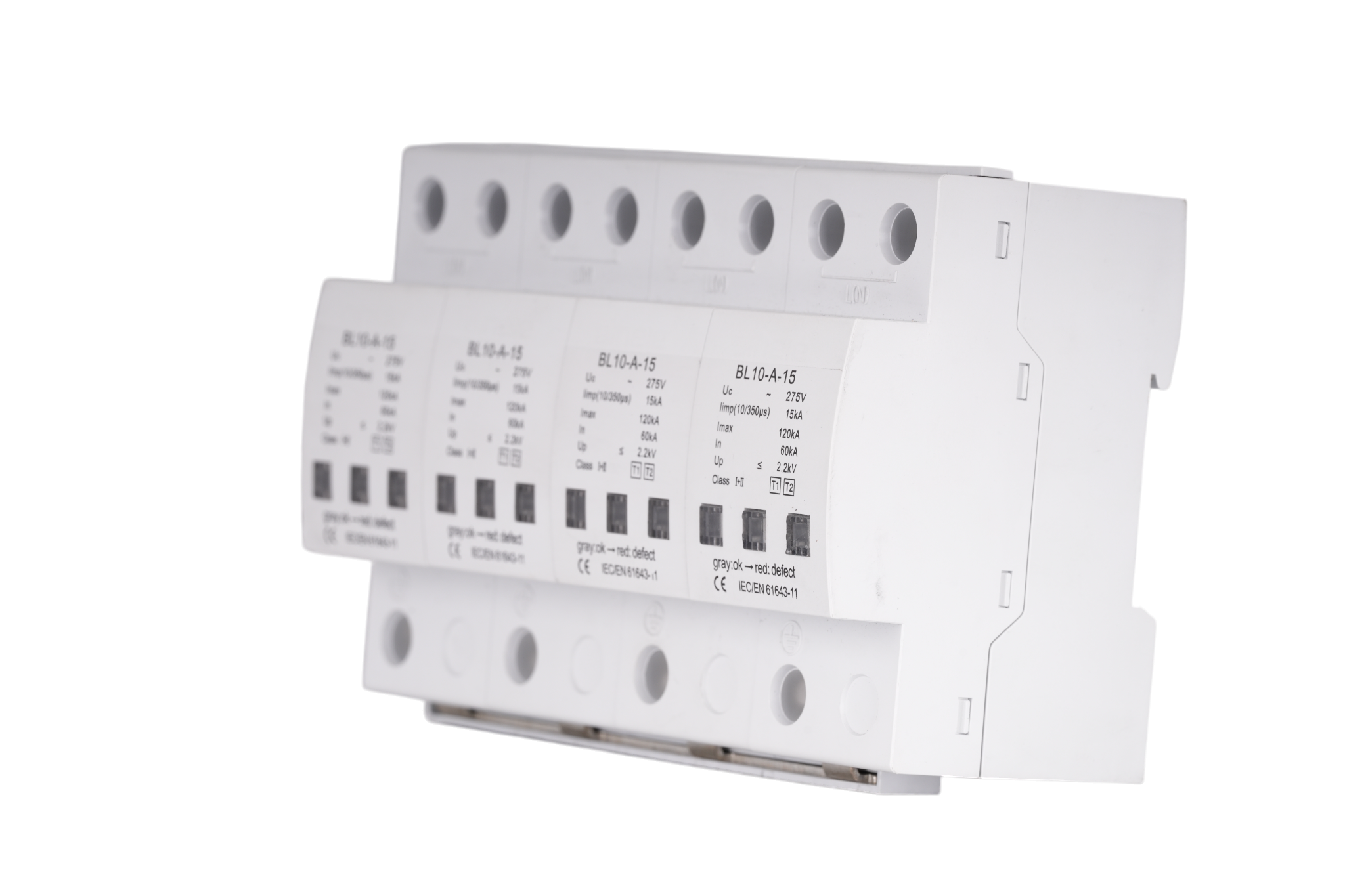 Heavy-Duty 4P Type 1+2 Surge Protective Device 15kA 120kA for Telecom & Main Panels