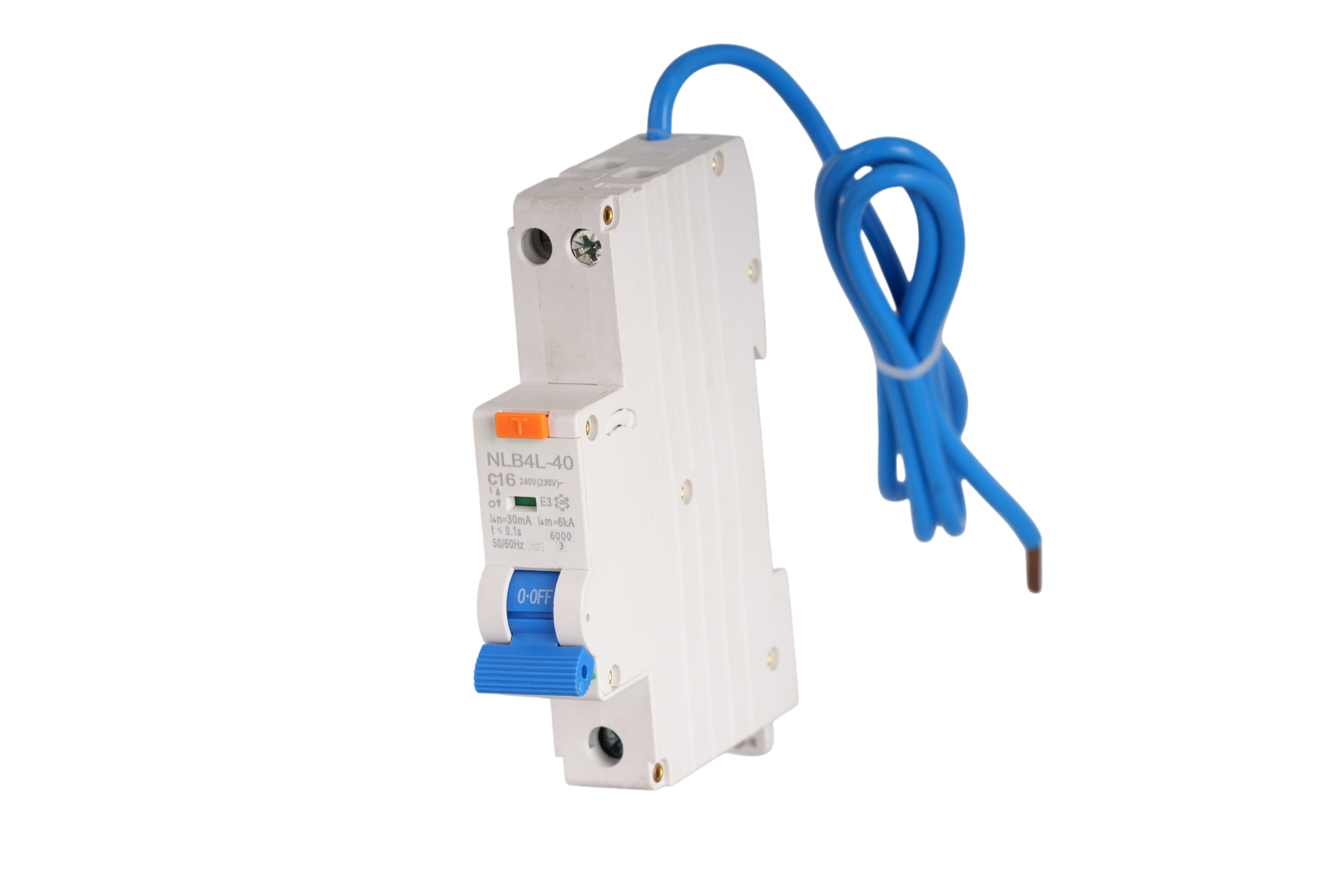 Space-Saving 1-Module Flying Lead RCBO 16A 30mA for UK Consumer Units & Caravan Parks