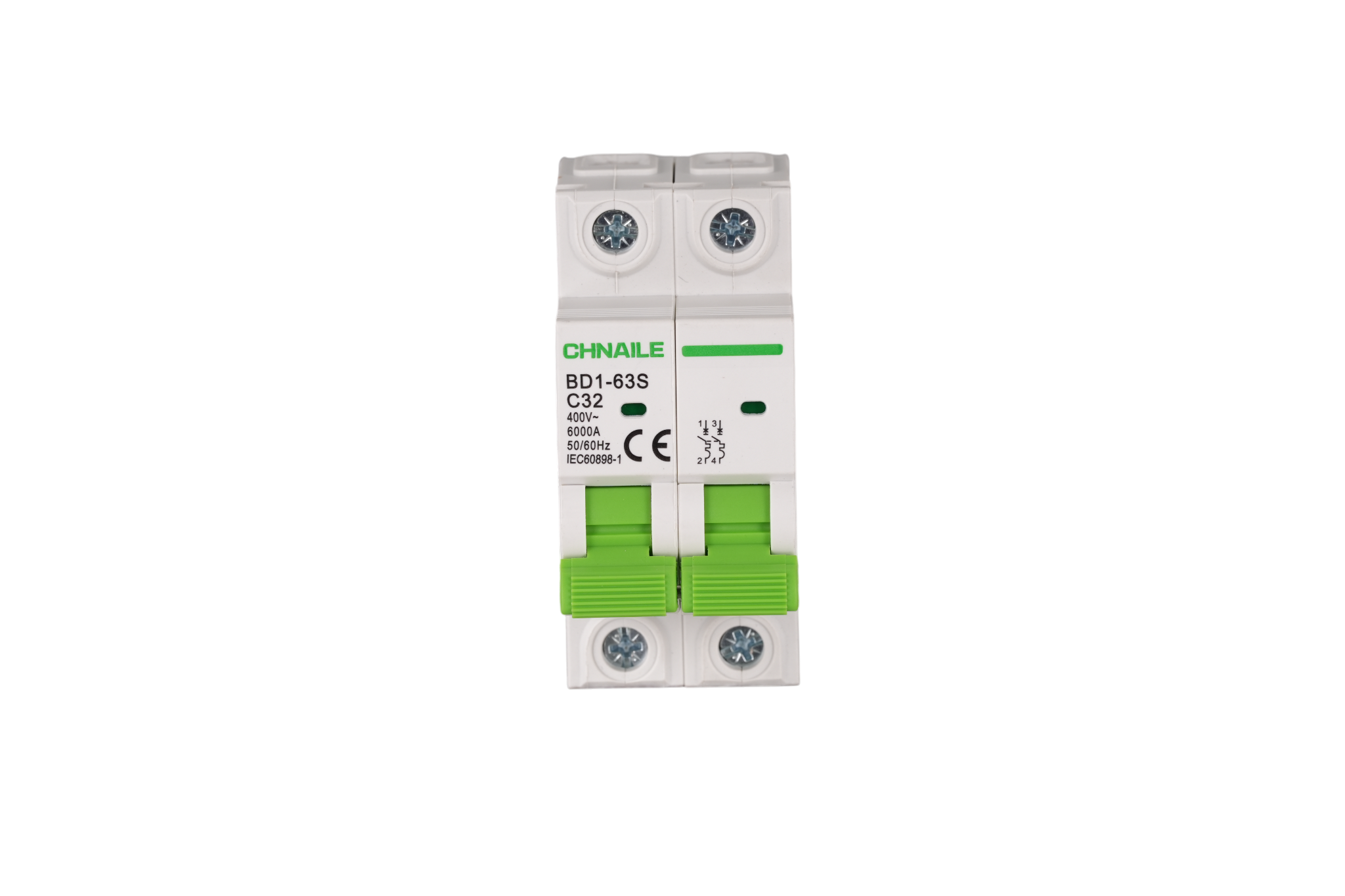 BD1-63S 2P DIN-Rail AC Miniature Circuit Breaker 32A 6kA for EV Charger & HVAC