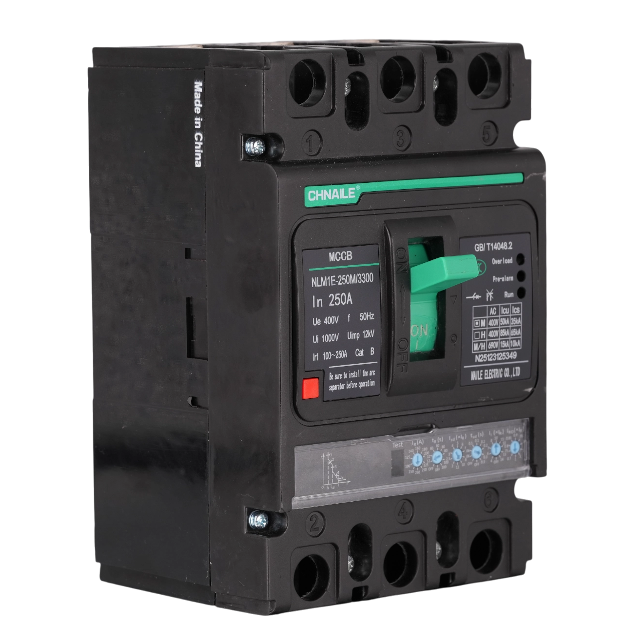 Intelligent 3P AC Electronic MCCB 250A 50kA for High-Rises & Chiller Plants