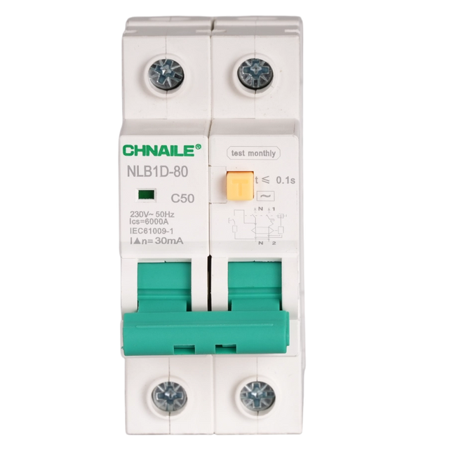High-Capacity 2P AC RCBO Circuit Breaker 50A 30mA for Pool Spa & Commercial Laundry