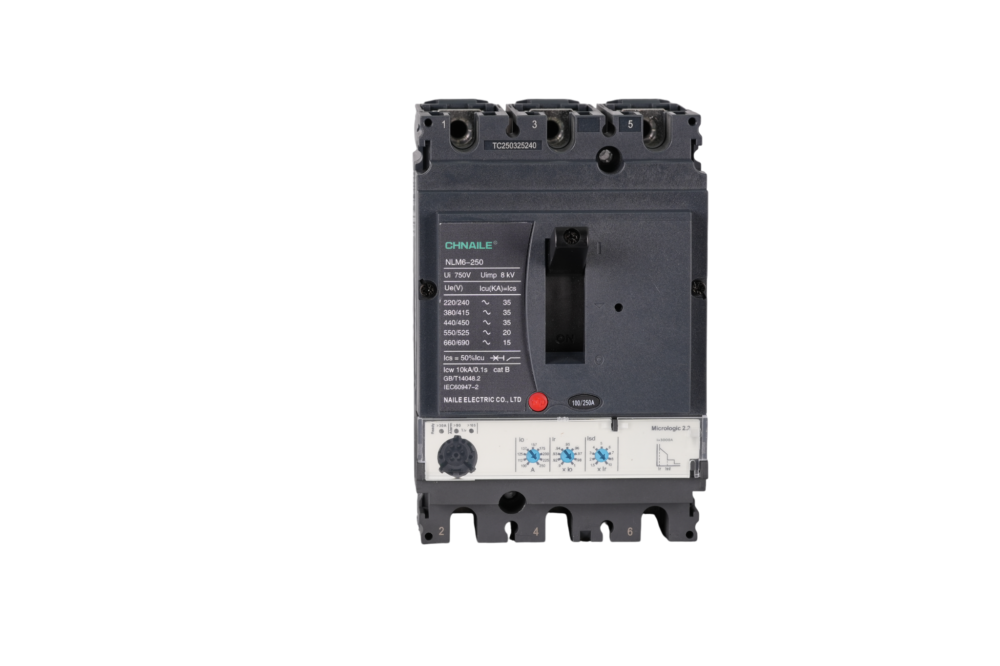 Intelligent 3P AC Electronic MCCB 250A 35kA for Water Treatment & Logistics Hubs
