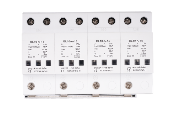 Heavy-Duty 4P Type 1+2 Surge Protective Device 15kA 120kA for Telecom & Main Panels