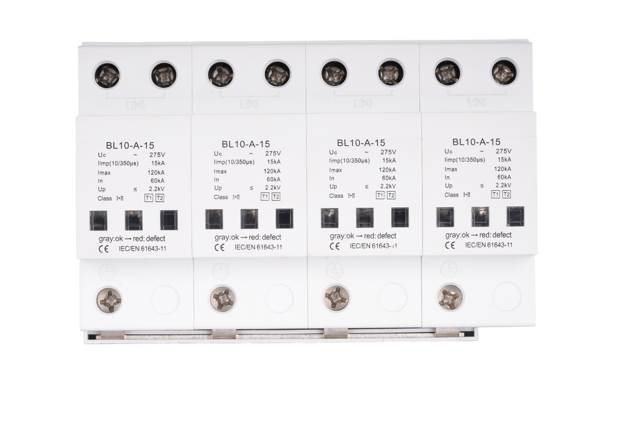 Heavy-Duty 4P Type 1+2 Surge Protective Device 15kA 120kA for Telecom & Main Panels