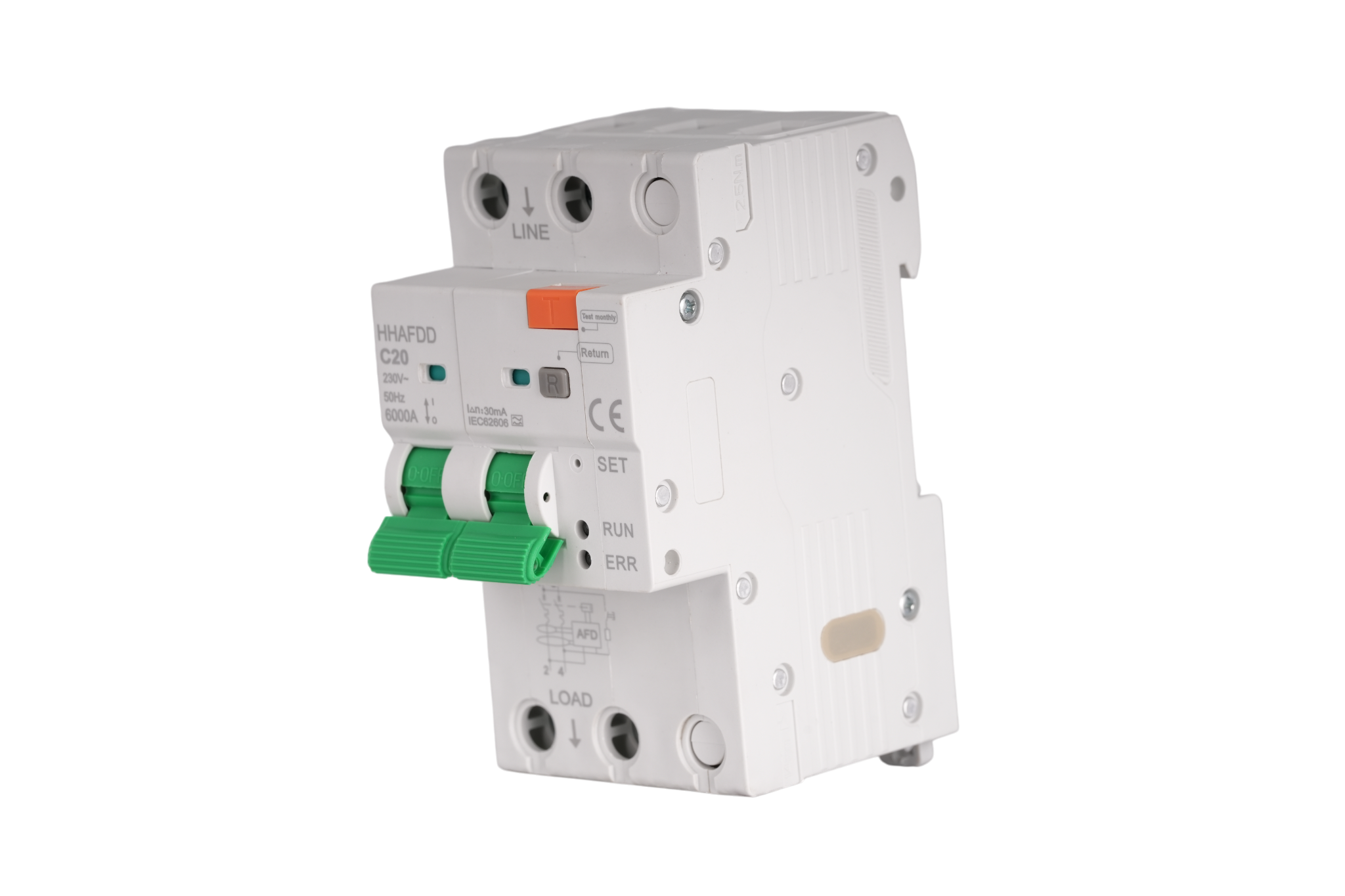 Intelligent 2P AFDD Arc Fault Circuit Breaker 20A 30mA for EV Chargers & Solar AC